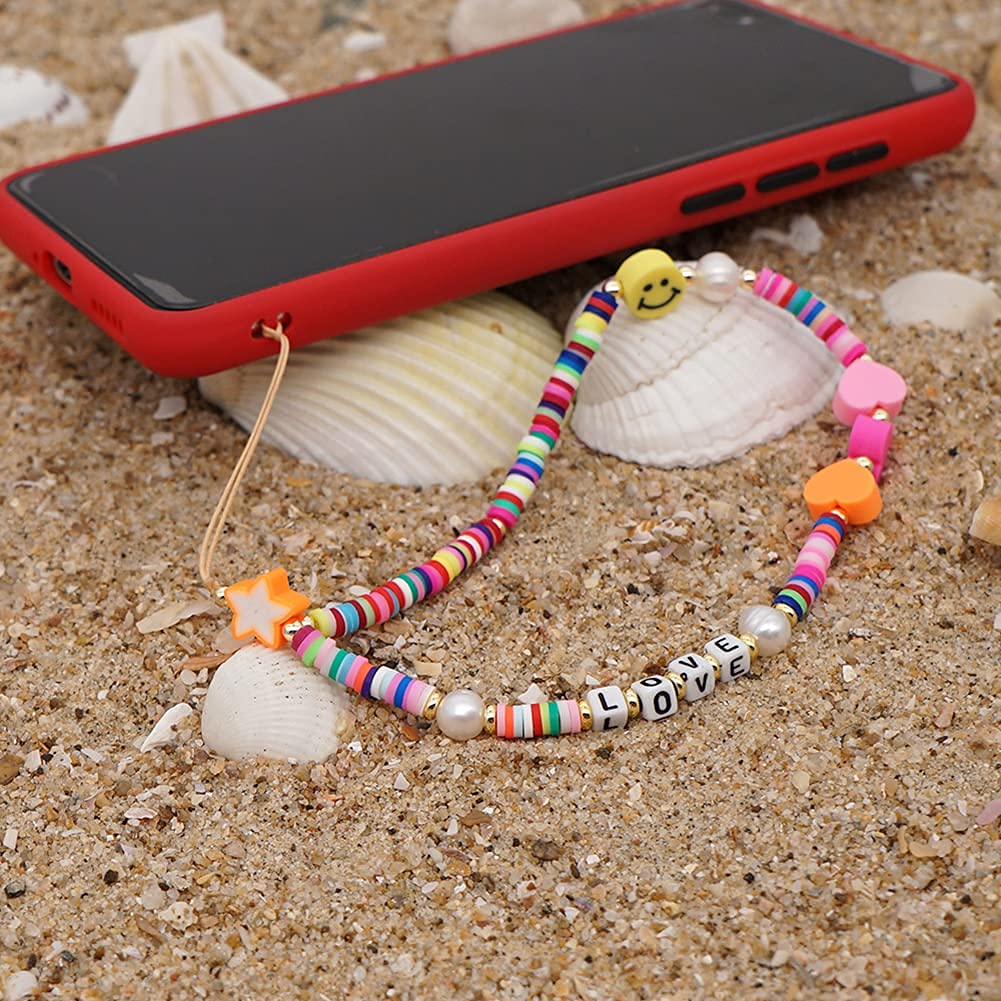 Uposao Pendentifs pour Téléphones Portables Chaîne Anti-Perte pour Téléphone Portable Bohême Bijou De Telephone Fleur Fruits en Charme Acrylique Chaîne De Téléphone pour Femmes