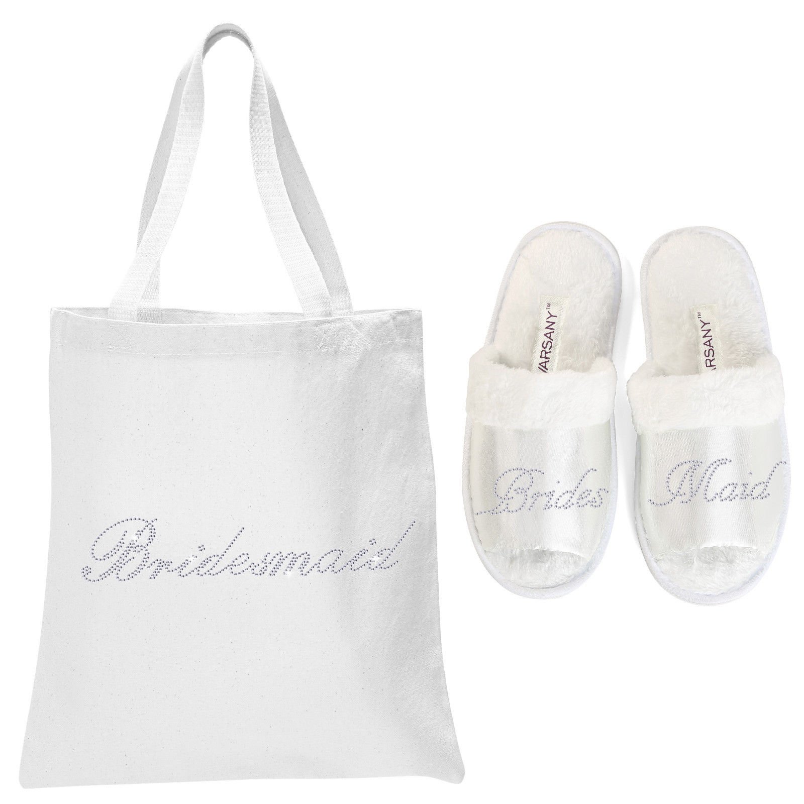 Varsany Gift Slipper For The Bridesmaid Slippers & Tote Bag Closed Toe - Made From Rhinestones Hen Party Bridesmaid Gifts