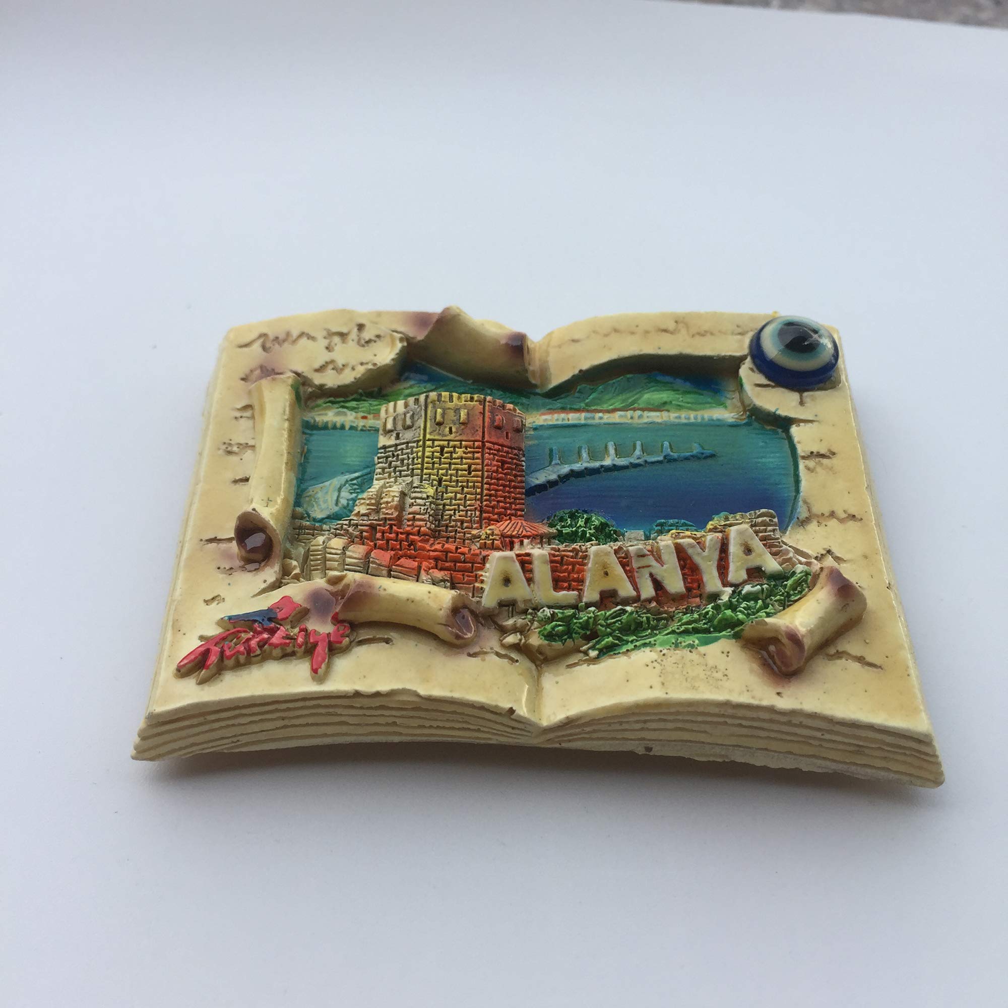 Alanya Turchia 3D magnete da frigorifero a forma di libro in resina, souvenir da viaggio, decorazione fatta a mano per la casa e la cucina Alanya