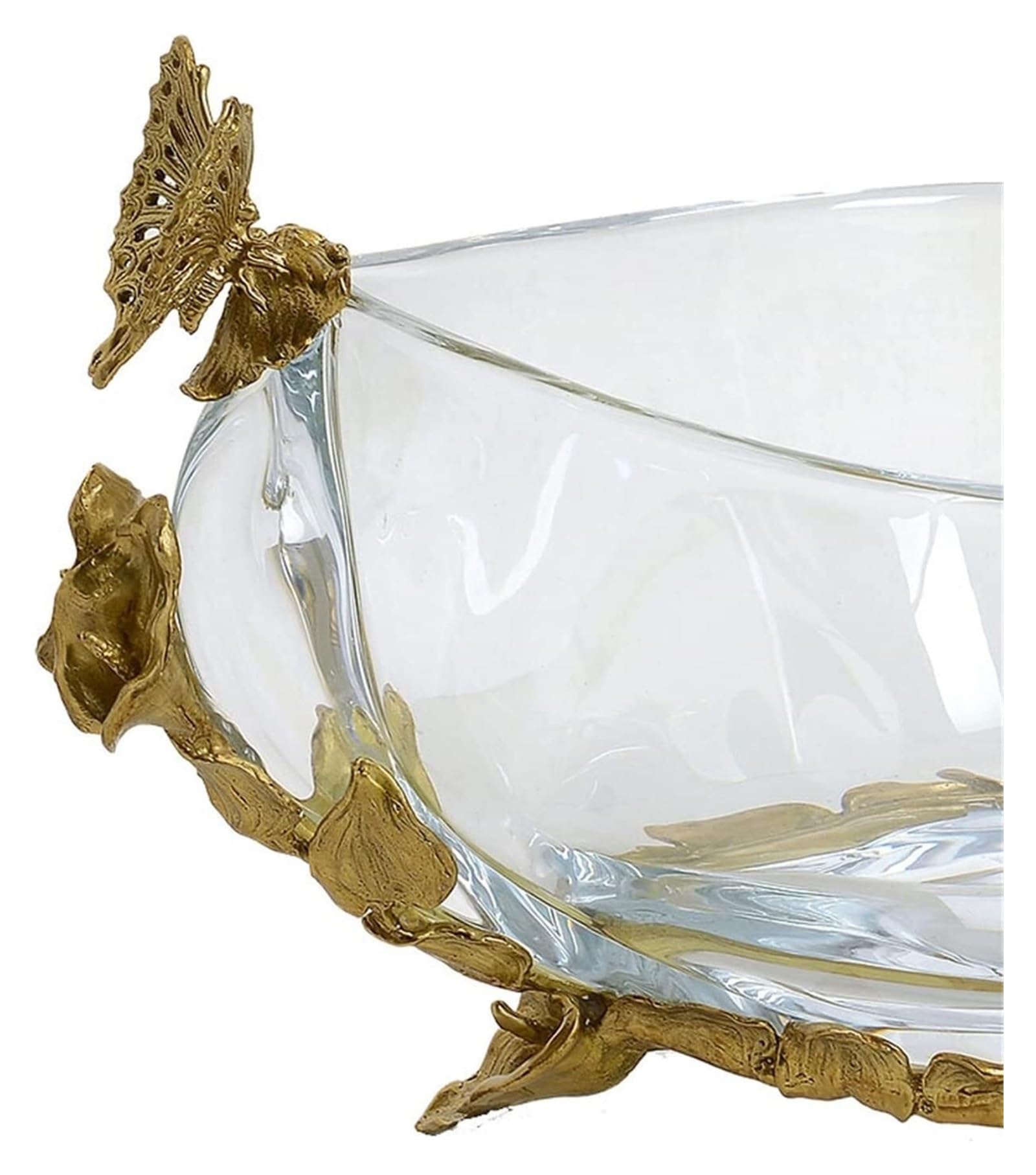Grande Coupe À Fruits en Verre Transparent, Style Rétro, Artisanale, en Laiton, Idéale pour Décorer Salon Ou Restaurant. Plat À Fruits, Bonbonnière Ou Saladier.