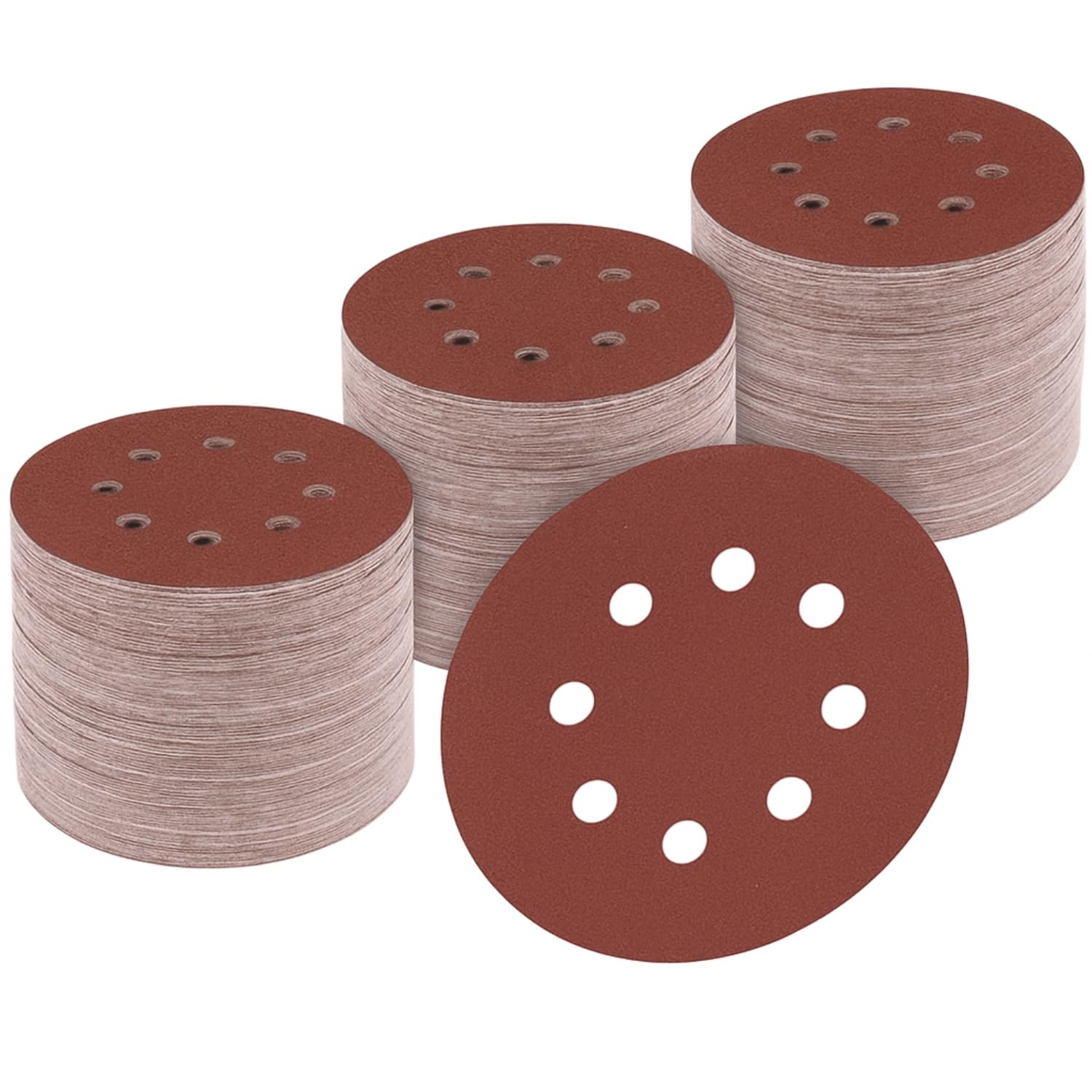 100 discos de lija con gancho y bucle de 5 pulgadas, 8 agujeros, papel de lija 60, 80, 120, 180, 240, 320, 400 granos para lijadora orbital aleatoria