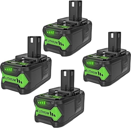 Paquete de 4 baterías de litio de 6.0Ah 18V de repuesto para batería Ryobi de 18 V, baterías de 18 voltios disponibles para batería Ryobi P108 P105