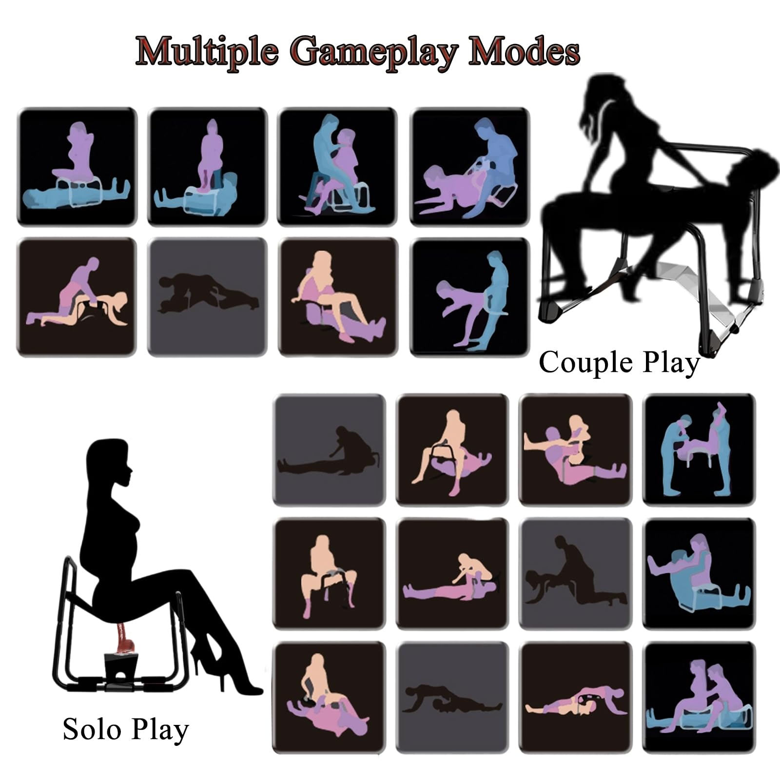 Silla sexual plegable – Gran ayuda de posición de amor con asa, banco de sexo portátil y posicionador para parejas, juegos de SM y aventuras eróticas, muebles de amor resistentes para posiciones