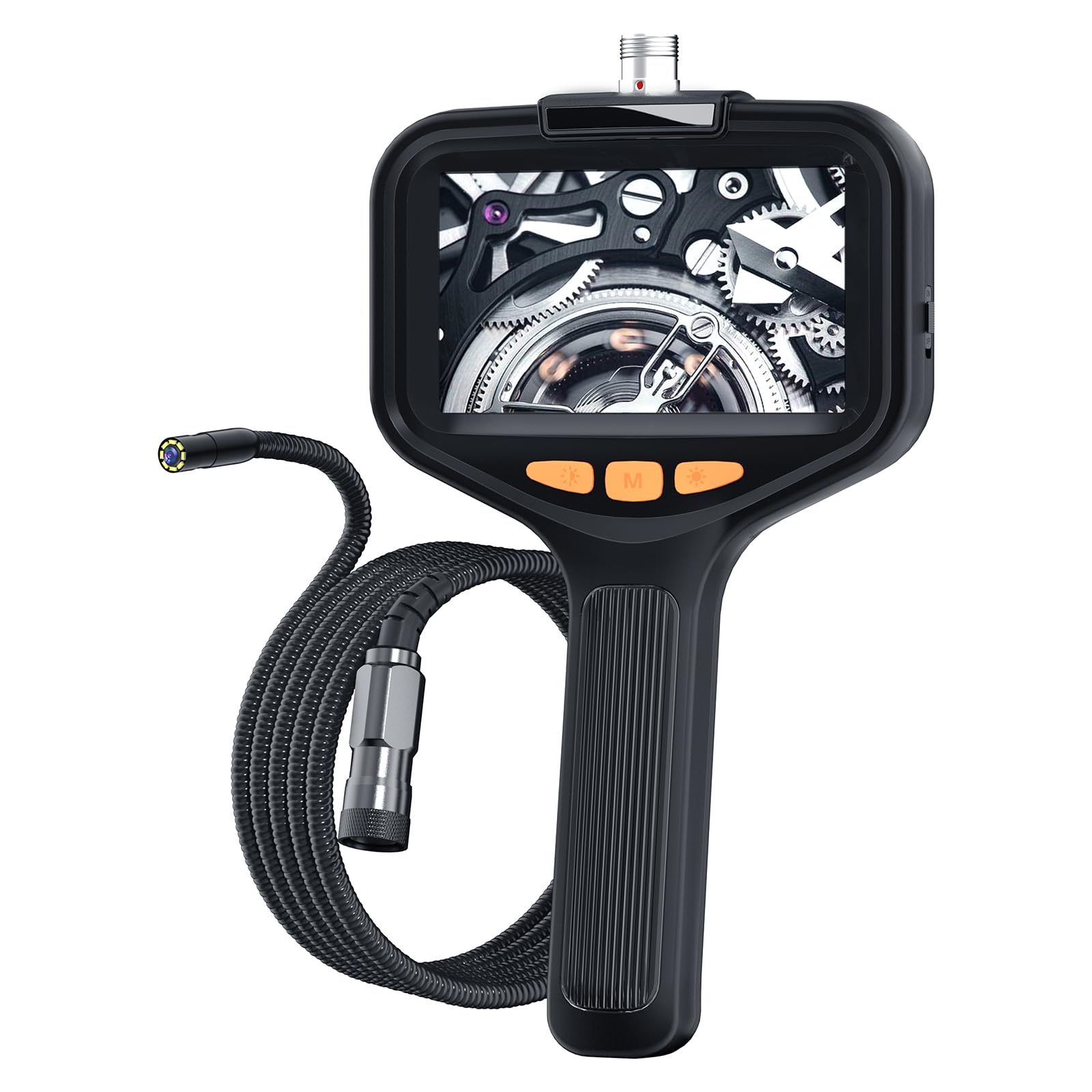 Pusilin Dual Lens Endoscope Camera, 4.3 Inch Screen Inspection Camera, 1920P Borescope Camera with Lights, Pipe Snake Camera, 3.28ft Semi-Rigid Snake Camera