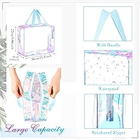 Vista 3 de Sweetude 10 piezas de gran capacidad transparente bolsa de maquillaje iridiscente de viaje bolsa de plástico transparente PVC bolsa de plástico