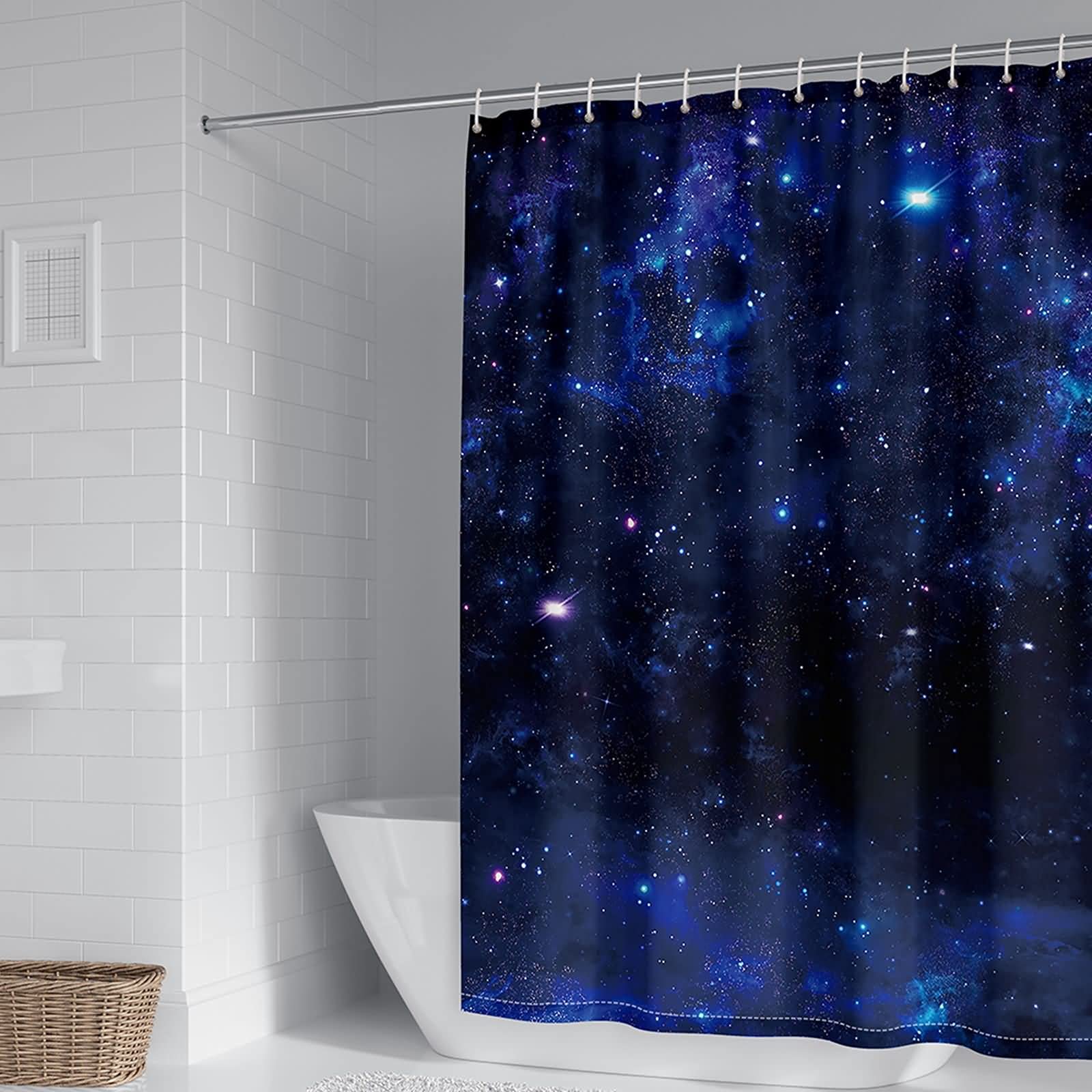 Rideau de douche 180x200cm en polyester ciel étoilé pour une salle de bain moderne