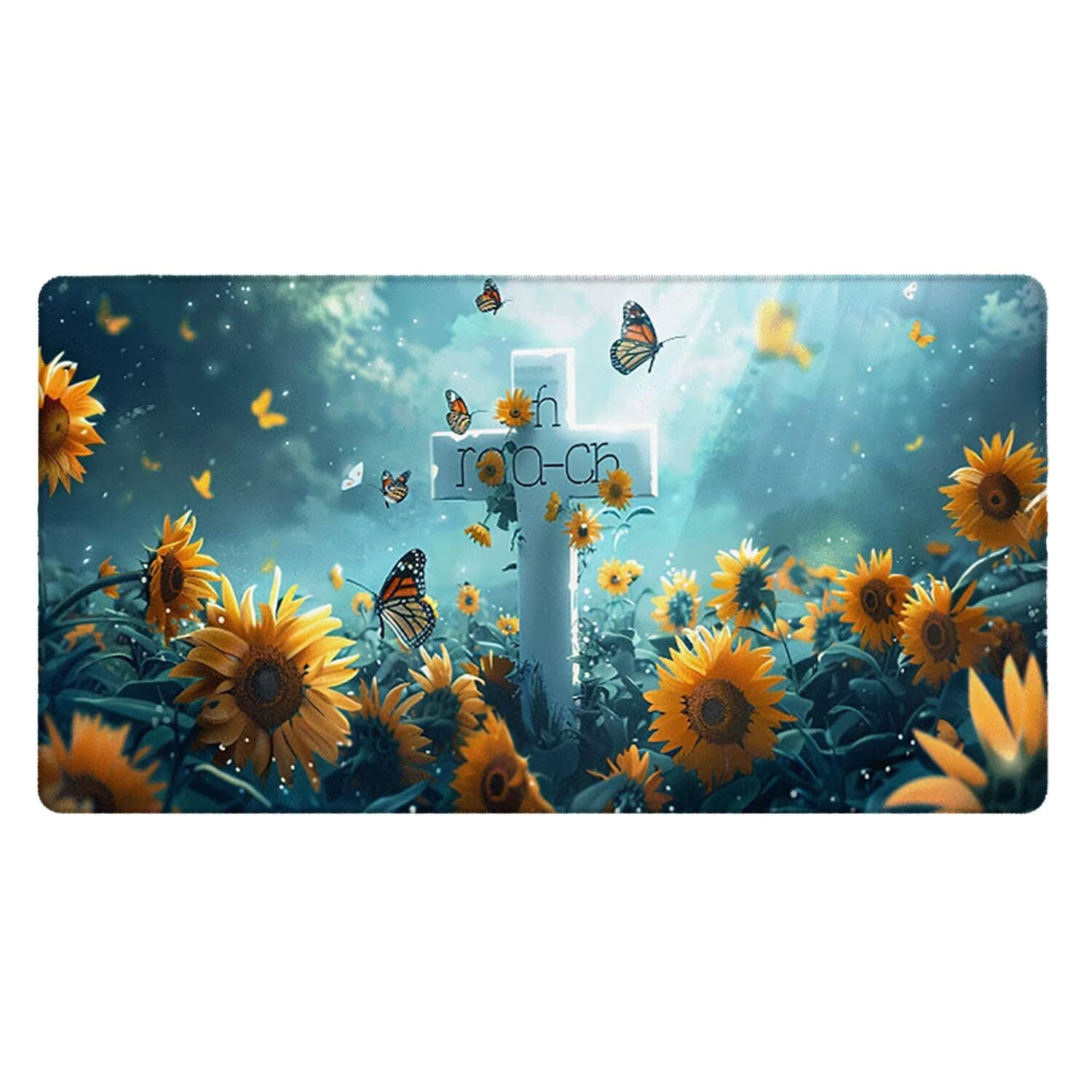 Tapis de Souris Gaming XXL (1200x600mm) - Grand Tapis Bureau Antidérapant Étanche Bords Cousus Caoutchouc Naturel pour Gamer PC Portable Bureau - Précision Vitesse Confort Croix de Tournesol G-846