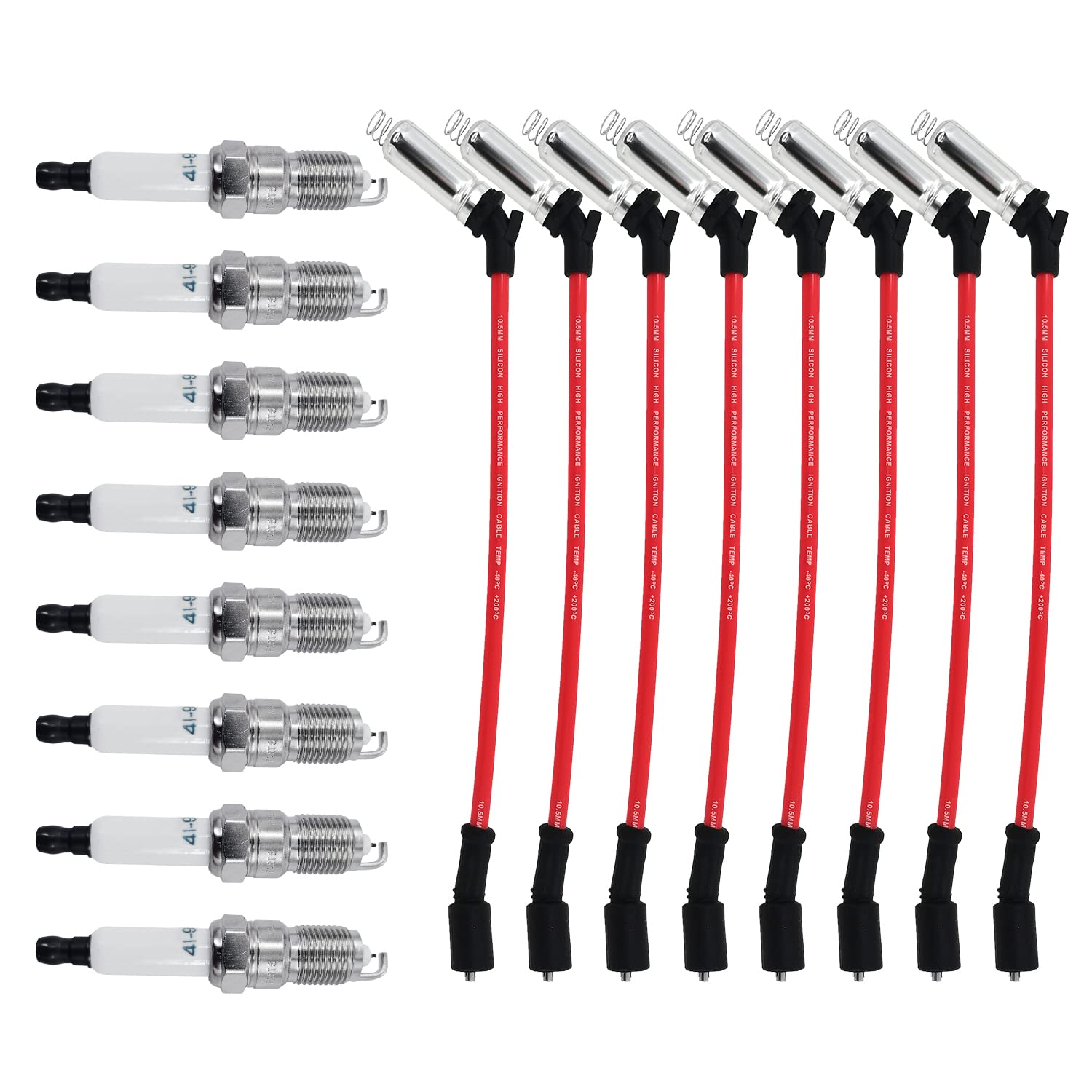 Buy 8Pcs 48322 Spark Plugs Wires + 8Pcs 41962 Spark Plugs Set, for