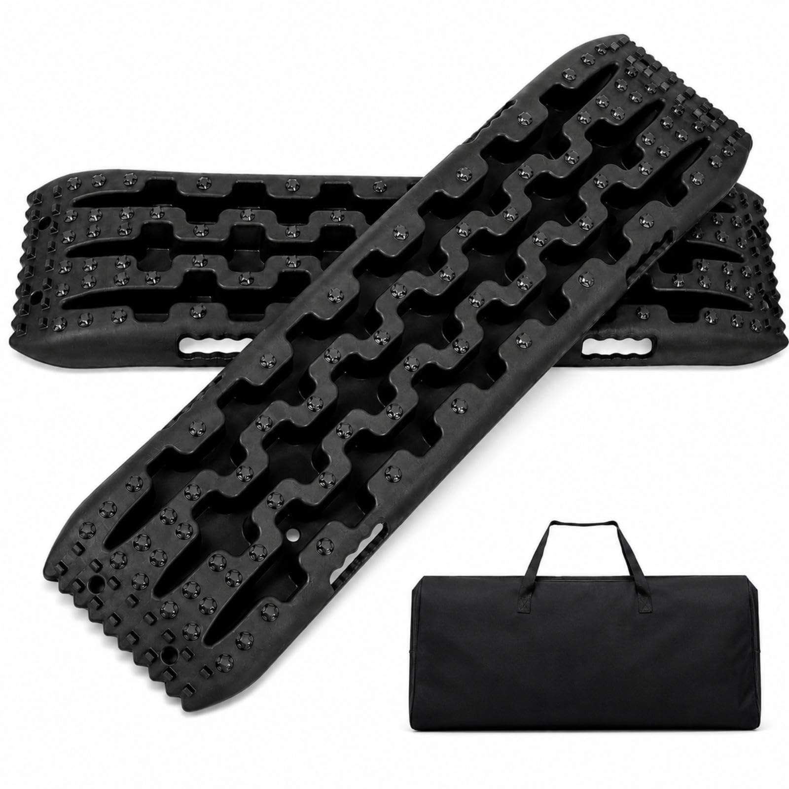 Lot de 2 planches de traction robustes avec capacité de 10 tonnes, pistes de récupération pour sable, boue, neige, tout-terrain pour SUV, VTT, voitures