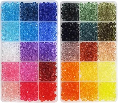 INSPIRELLE 1800 cuentas redondas facetadas de 0.236 pulgadas, 30 colores, cuentas acrílicas, cuentas espaciadoras de plástico para fabricación de