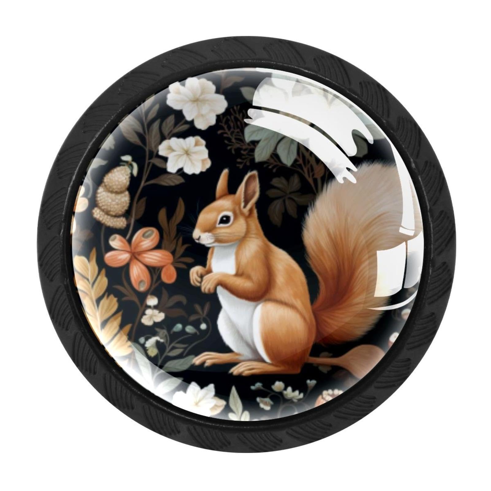 CHENZZZZ 4 pcs Squirrel Cabinet Knobs Crystal Drawer Pulls for Kitchen, Bathroom Cabinet, Dresser and Cupboard