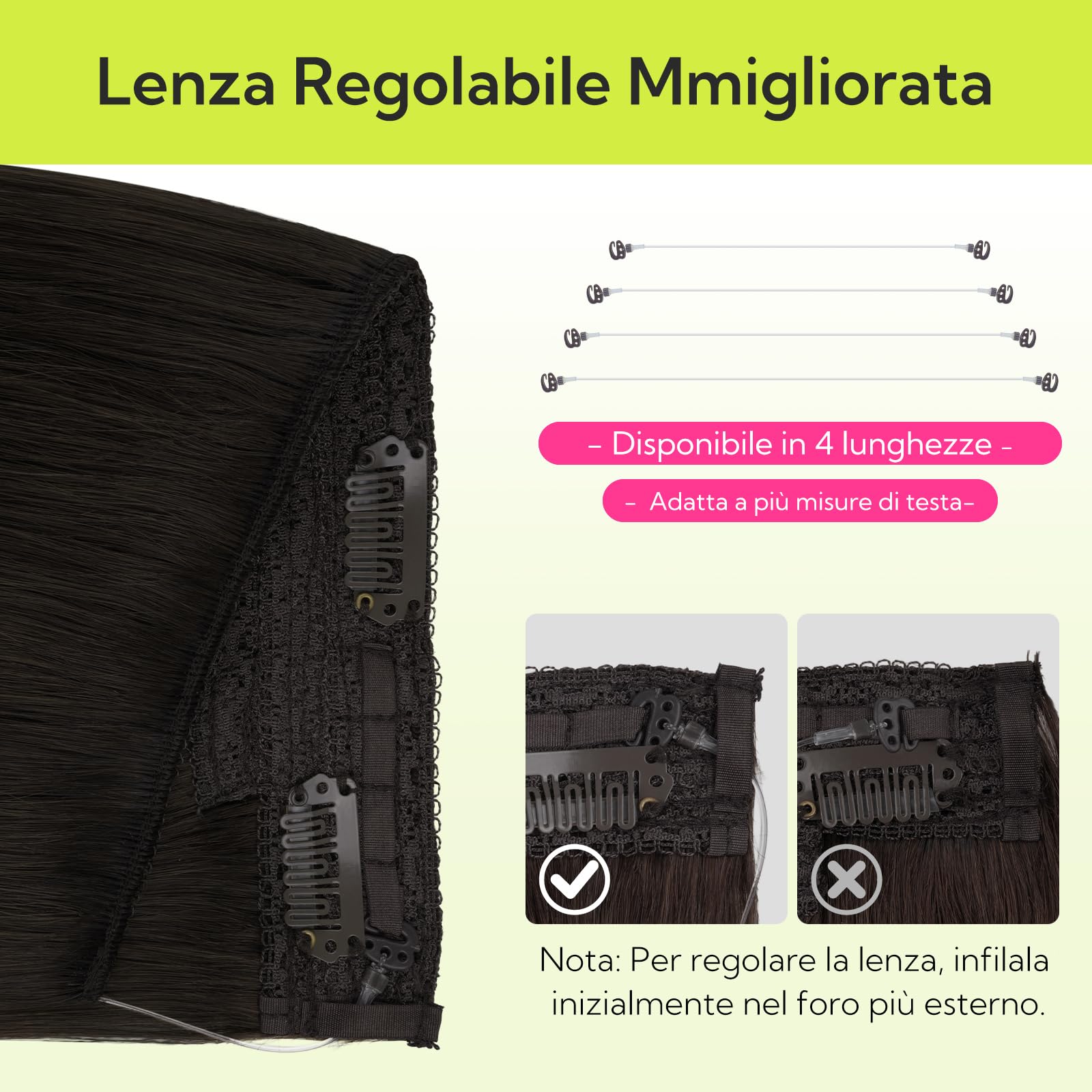 hotbanana Extension Capelli Veri con Filo Invisibile, 40cm 95g Nero Naturale a Biondo Chiaro Capelli Umani Remy Lisci, Invisible Wire Hair Extensions, Extension in Capelli Veri Invisibles