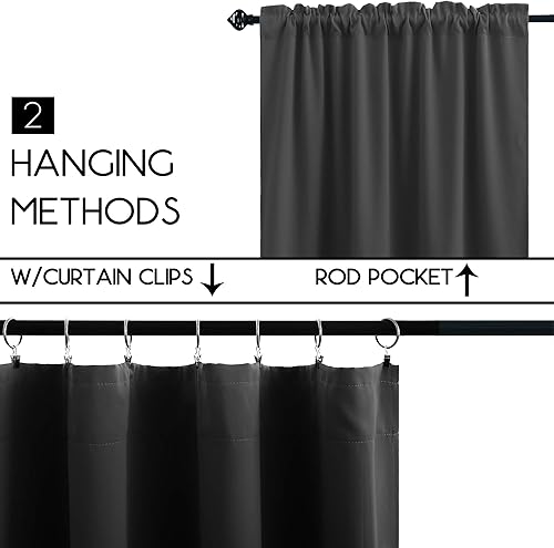 Miniatura 4 de Cortinas pequeñas de 30 pulgadas para ventanas, medias cortinas opacas cortas para cocina y baño, gris oscuro, ancho 34 x 30 pulgadas de largo