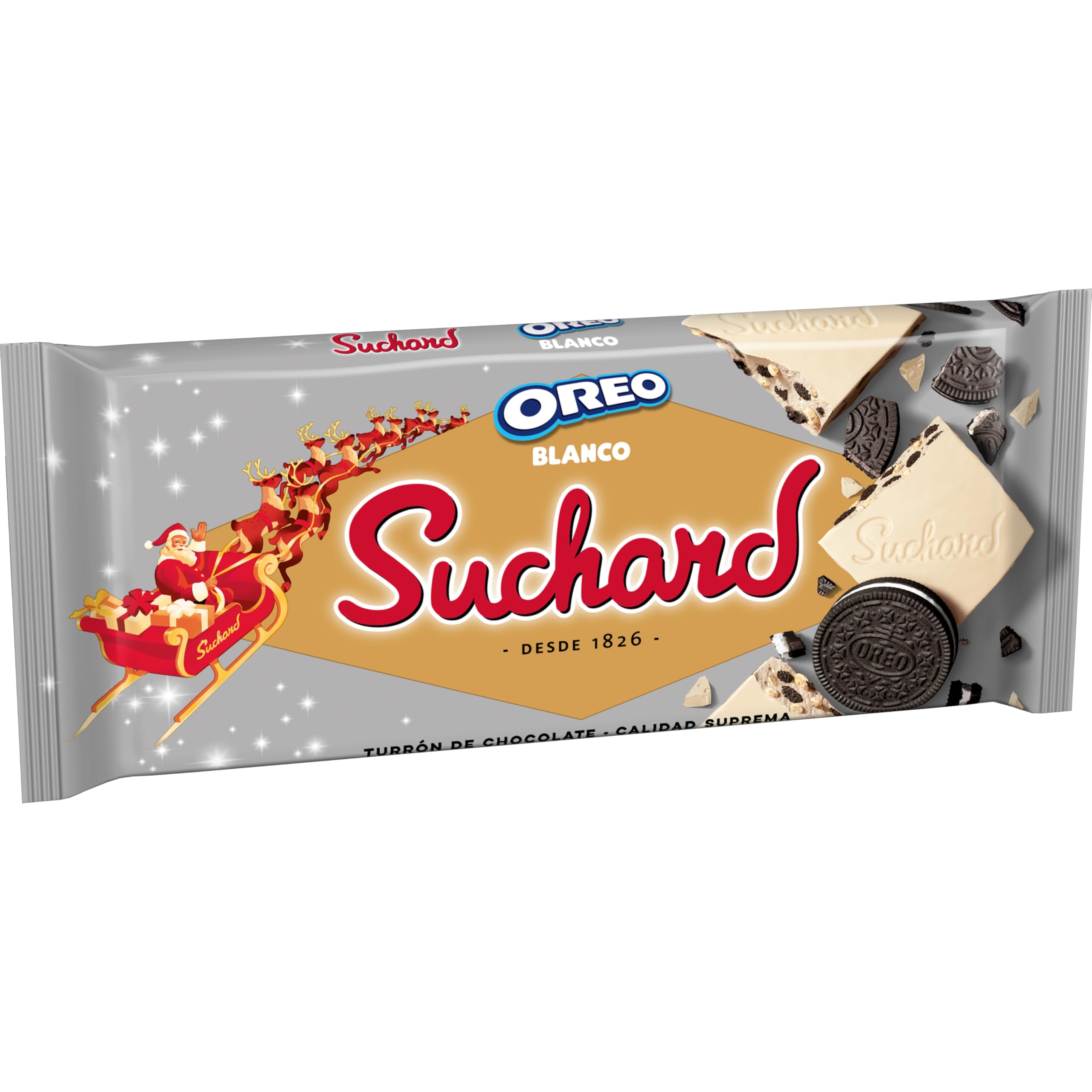 Suchard Oreo Turrón de Chocolate Blanco con Galleta Oreo, El Sabor Navideño - 230 g