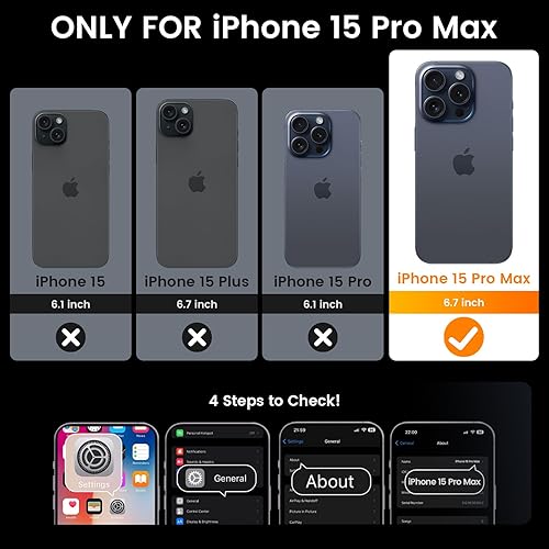 Miniatura 2 de Goton Funda para iPhone 15 Pro Max con protector de pantalla - Funda protectora para cámara deslizante con soporte de anillo, resistente a los