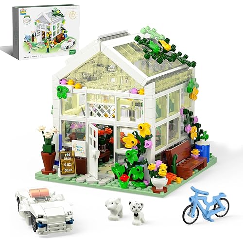 QLT White Flowers House Building Set, Compatible with Lego Flower Friends House Create Elegance and Warmth Environment, Greenhouse Building Toy, Nice Gift for Boys, Girls and Adult (639 Pcs)