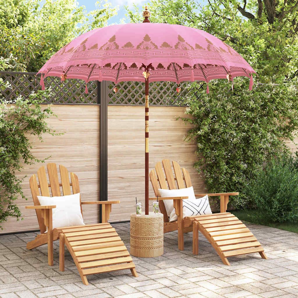 Ombrellone balinese, rosa, 215 x 215 cm, in legno massello