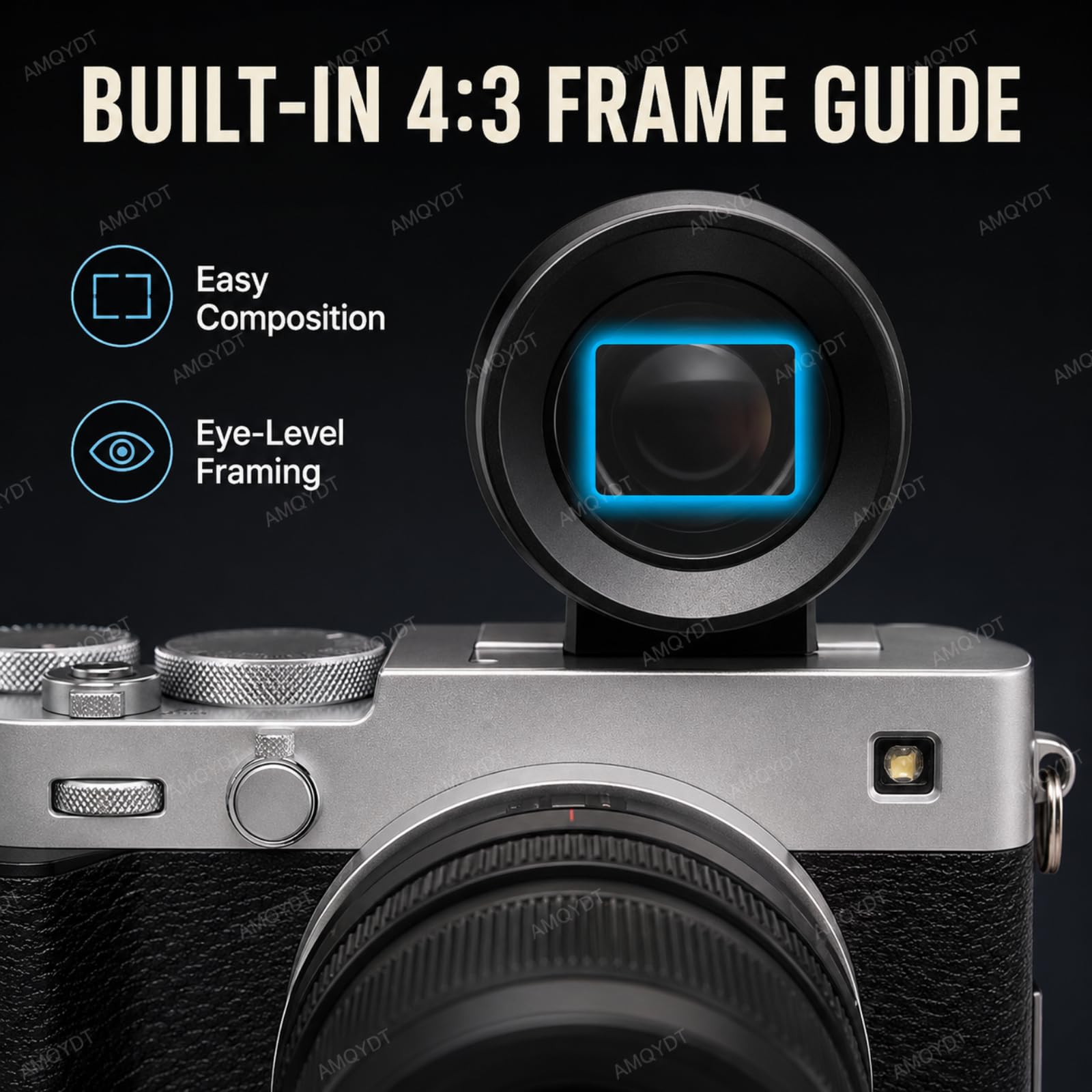 Visor óptico Externo Mini De 28 Mm, Visor De Cámara con Líneas De Encuadre 4:3 Y Montura para Zapata Fría para Cámaras Digitales Y De Película