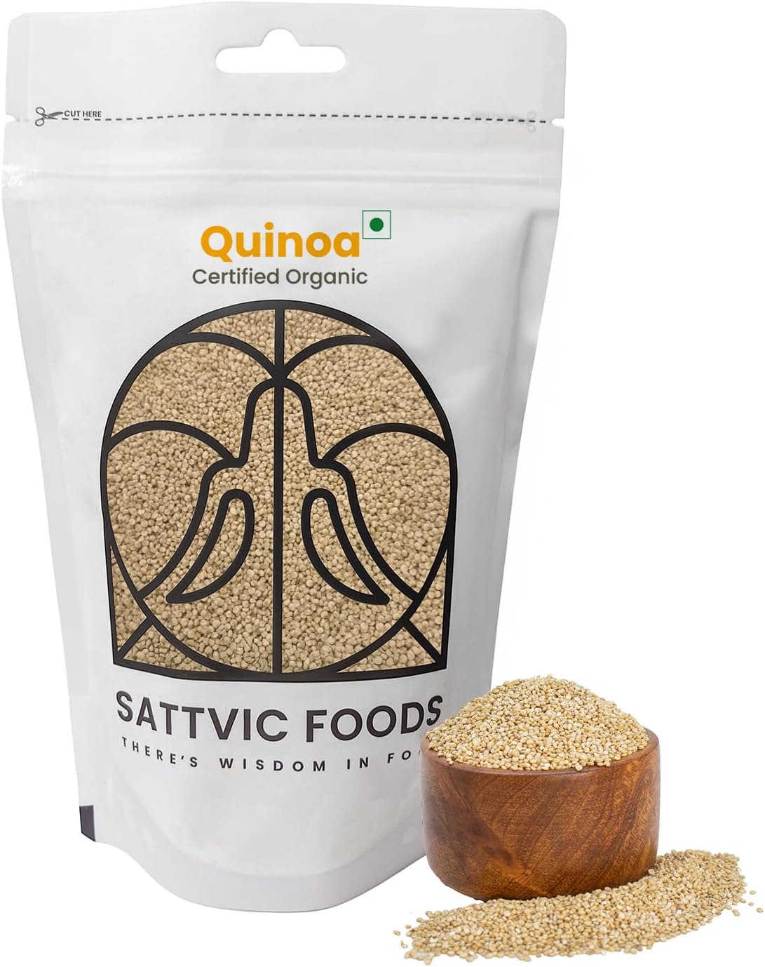 Sattvic Foods Quinoa (1.1 kg) | Certified Organic & Triple-Washed | Superfood - Gluten Free, Complete Protein, Fibre-Rich, Diabetic-Friendly Grain | Replace for Rice, Add to Salads & Soups