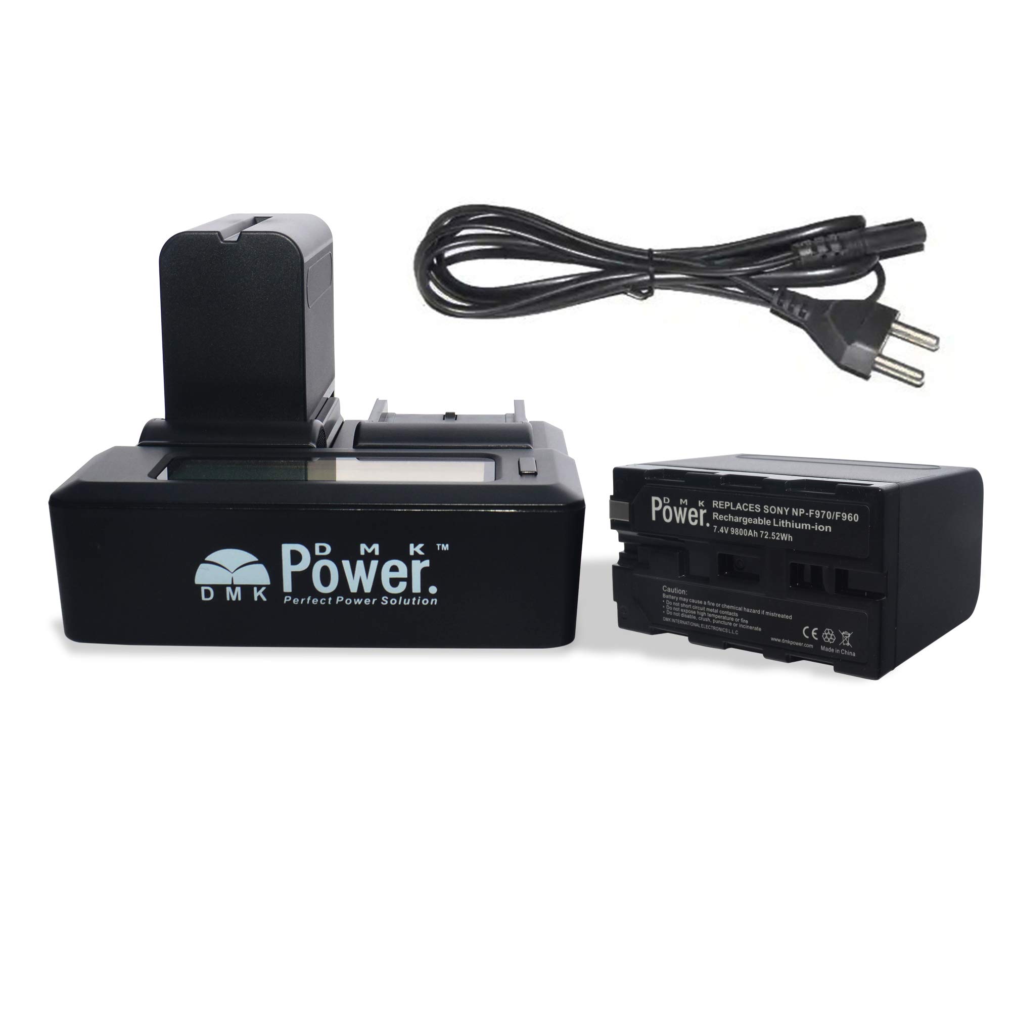 DMK Power NP-F970 Digital Dual Charger and 2x Camera Battery 7150mAh Compatible with Sony PXW-Z150 NEX-EA50M FDR-AX14K HDR-AX2000 FX1 FX7 FX1000 HVR-V1U Z1U Z5U Z7U NX5U MC2000U MC2500 NX100 Camcorder