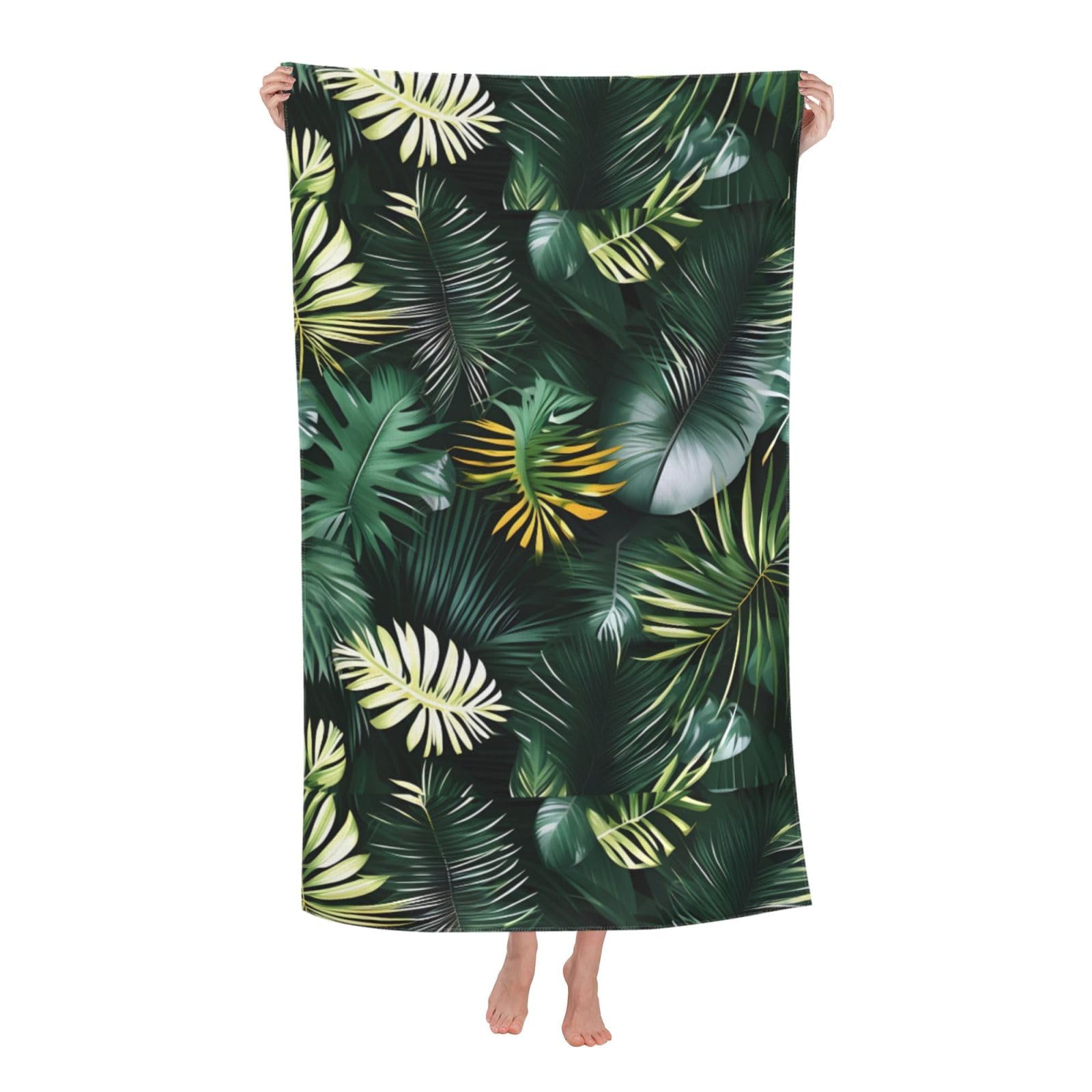 Cbaaghh Tropical Palm Leaves Print Adult Beach Towels,Beach & Pool Towel,Beach Towels,Towels For Camping