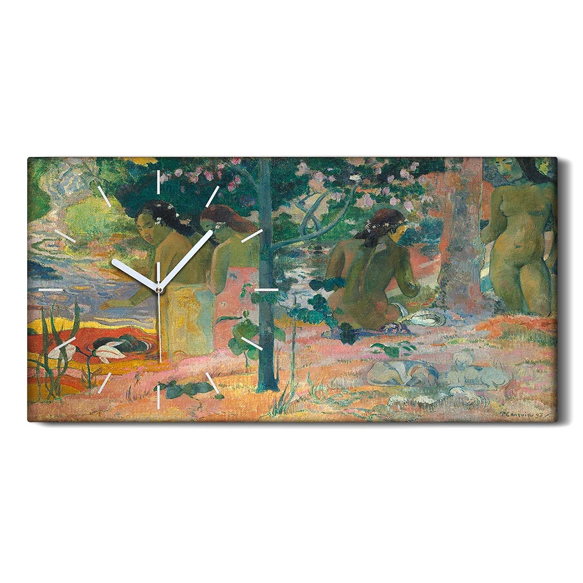 Horloge sur toile 60x30 cm Coloray Paradis Perdu avec aiguilles blanches