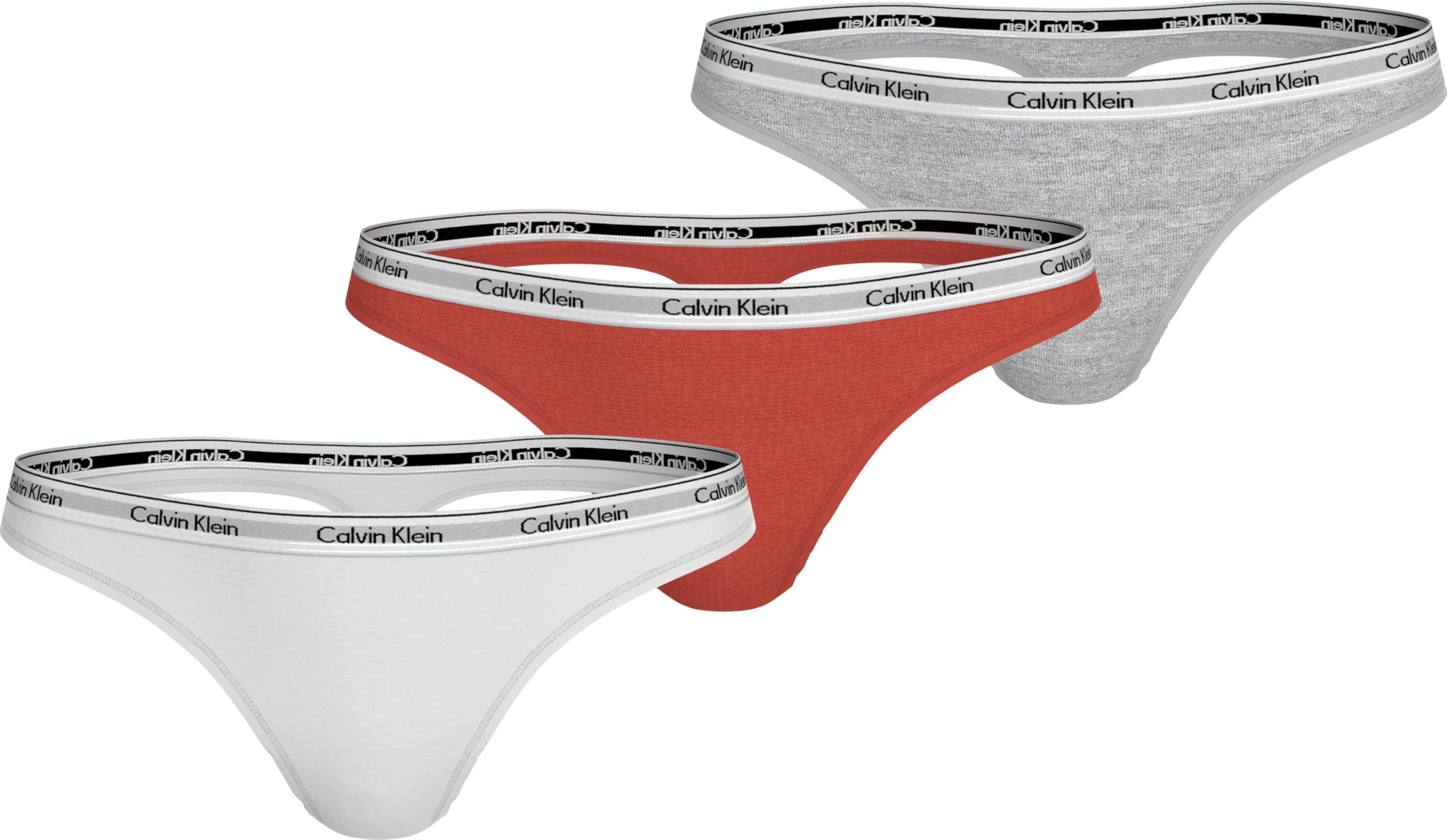 Calvin Klein Women's 3 Pack Thong Low-Rise 000Qd5209E Thongs, Multi (White/Molten/Grey Heather), S