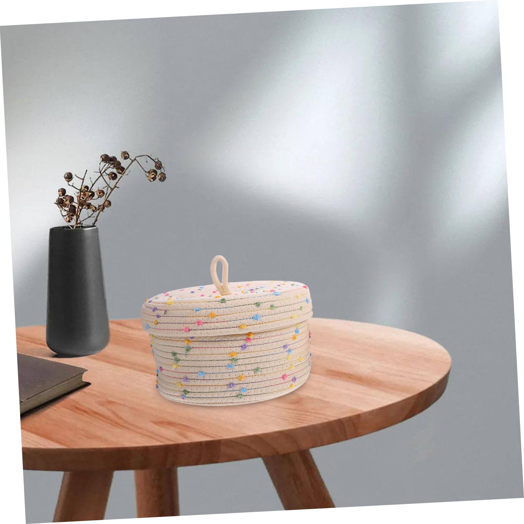 Mipcase Cesto Porta Snack e Giocattoli in Corda di Cotone 2 Pezzi Multifunzionale Coperchio Tocco Confortevole Organizzatore Semplice per Casa