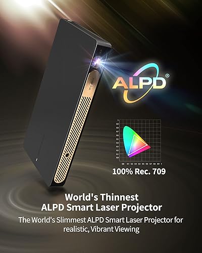 Miniatura 2 de WEMAX Go Advanced Proyector láser portátil con soporte de trípode para mini proyector, 600 lúmenes ANSI, batería de 1.5 horas