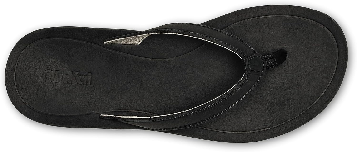 OLUKAI Southshore Women's Everyday Leather Sandals, Full-Grain Leather, Non-Marking Rubber Traction Pads & Compression Molded Footbed