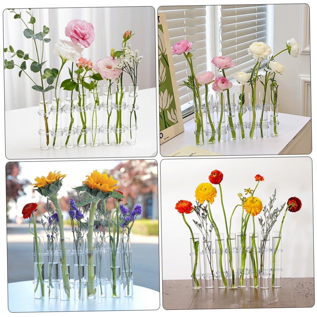 Vase Hydroponique Transparent Verre Tubes De Propagation pour Plantes avec Support pour Culture Pot Ou Terrarium