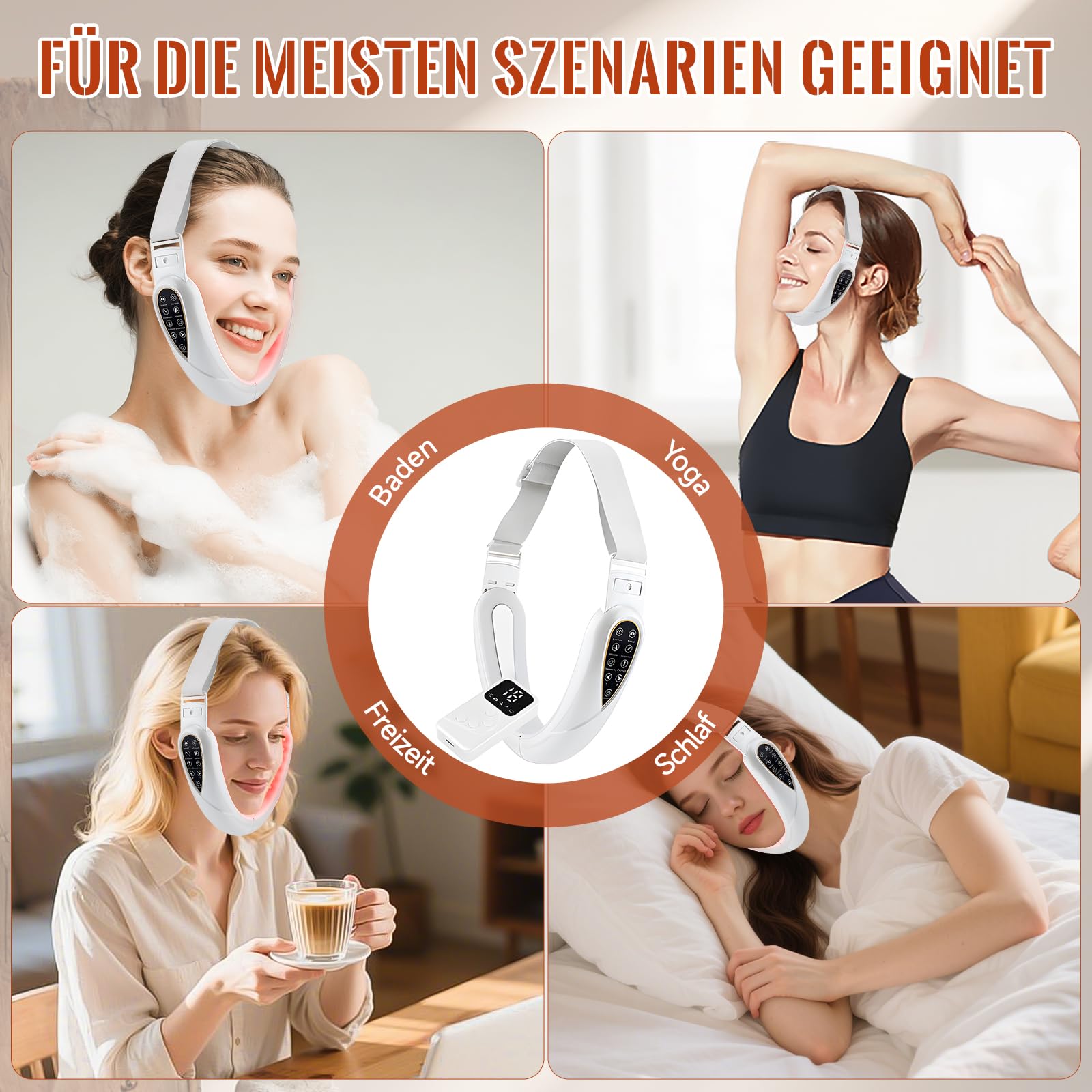 Elektrisches V-Face-Shaping-Massage, 5 Modi & 15 Intensitätsstufen, Gesichtsmassagegerät, entfernt Doppelkinn, schafft eine definierte Kieferlinie.