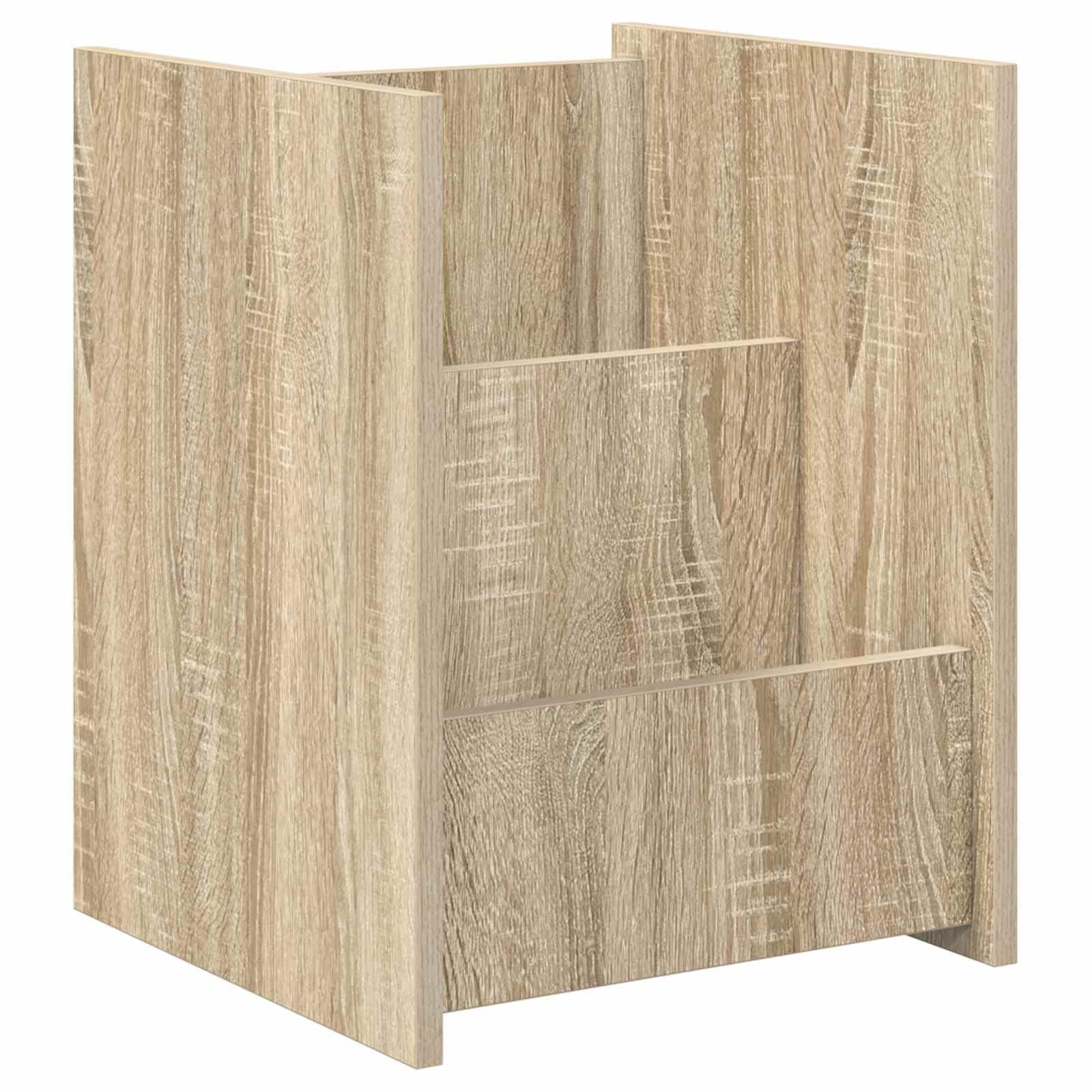 Drewniany stojak na czasopisma 35x35x45 cm Dąb Sonoma | Prostokątny kształt, drewno inżynieryjne, prosty montaż, łatwa do czyszczenia powierzchnia, Idealny do salonu