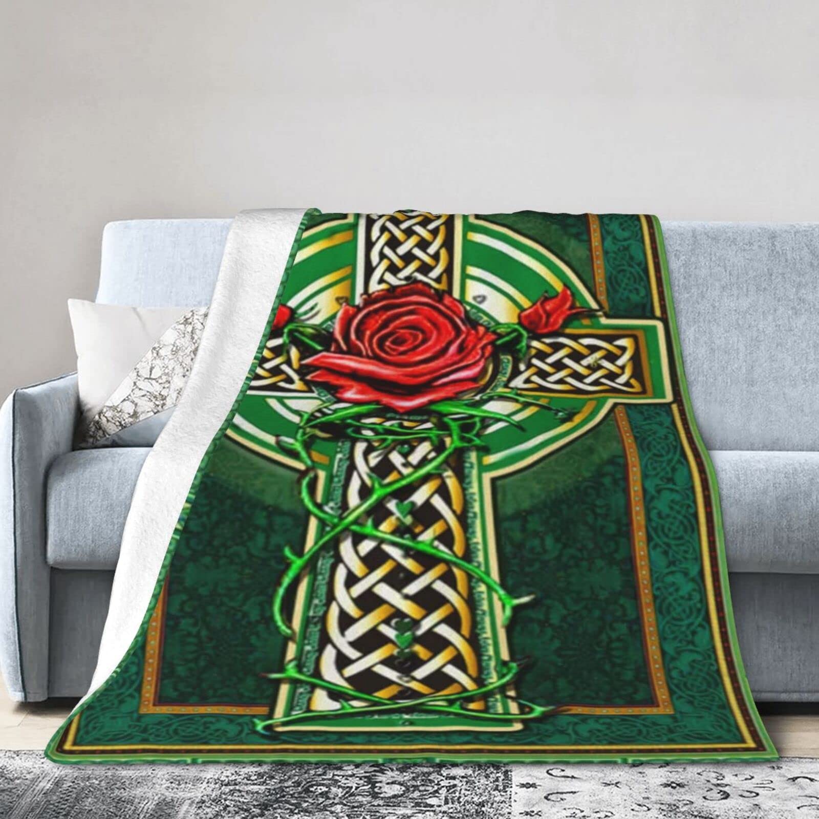 Lsjuee Flannel Fleece Blanket 50"X40" Irish Patrick Day Sofa Throw Blanket Weighted Ultra-Soft Travel Spring Blankets for Womens Keep Warm