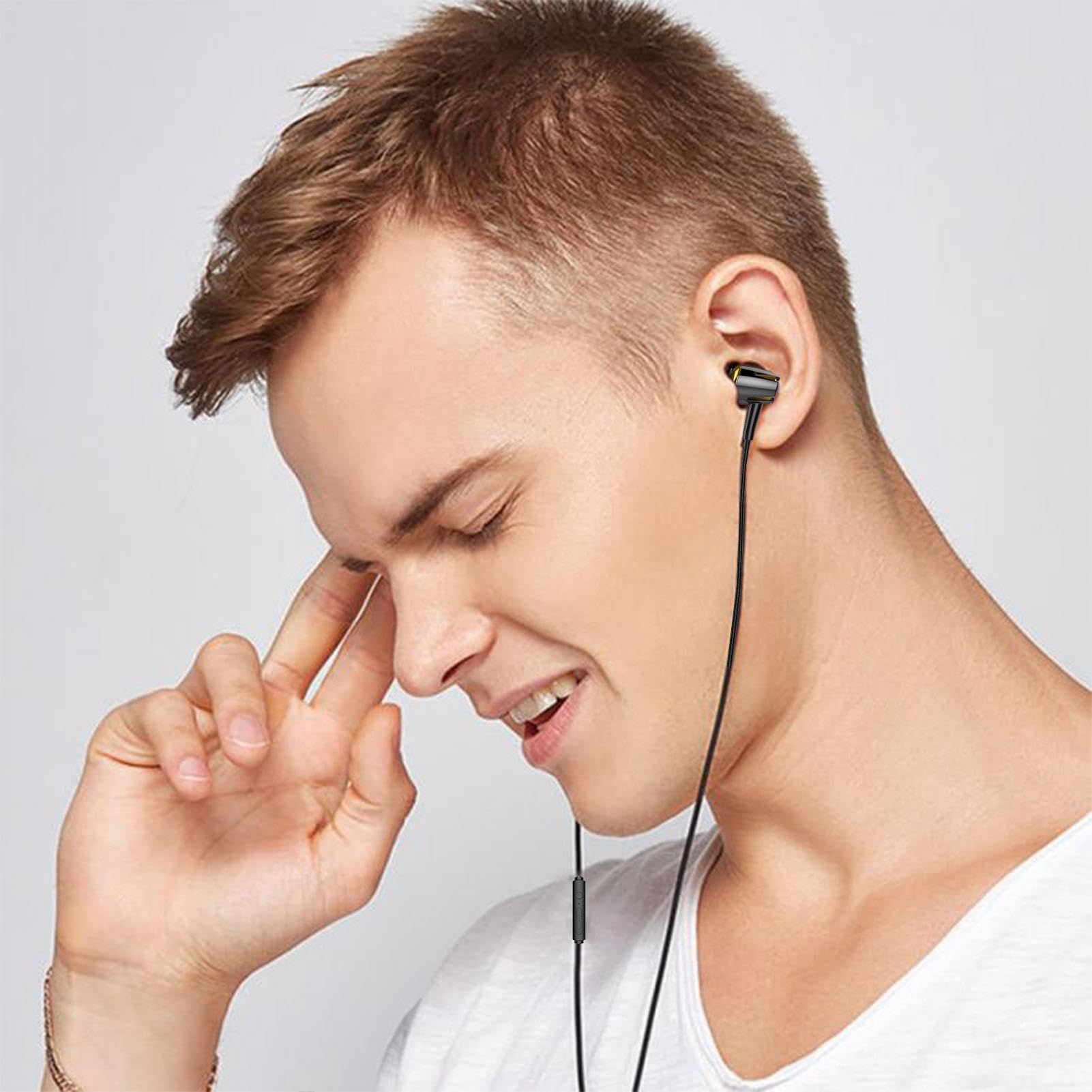 Écouteurs filaires | Casque intra-auriculaire à réduction du bruit ambiant, bonnet en silicone doux pour la peau, lumineux pour le sport, ordinateur, téléphone, appareils jack 3,5 mm