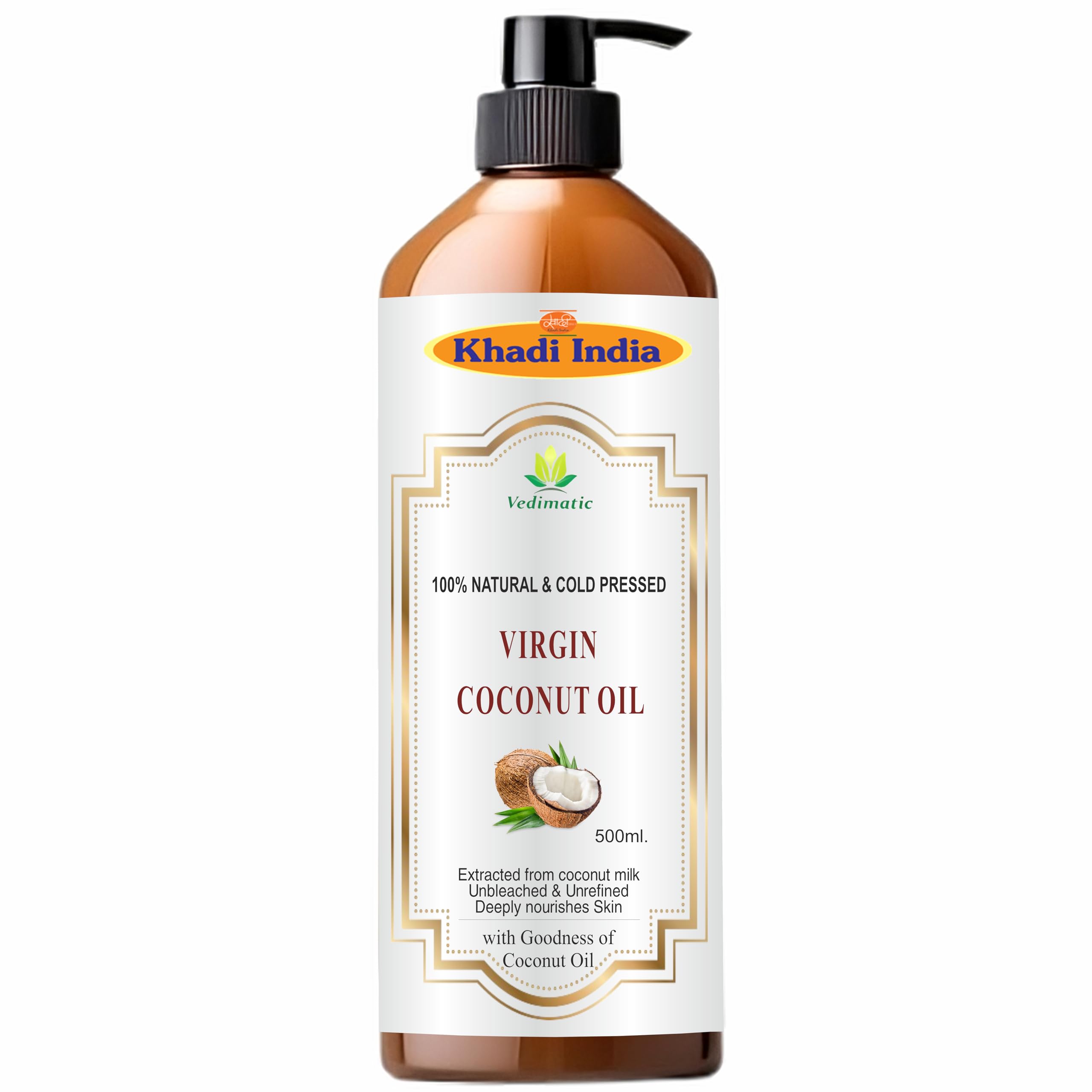 Khadi 100% Pure Natural Herbal Organic Cold Pressed Virgin Coconut Oil, All Skin Type & Hair for Men, Women & Baby (Pack Of 1-500ml)-image-30