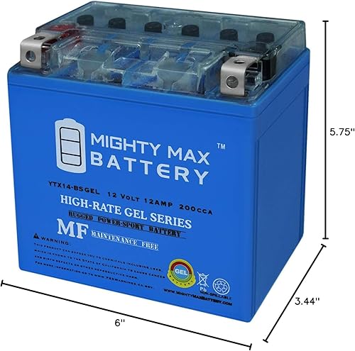 Miniatura 8 de Mighty Max Battery Batería de gel YTX14-BS para Honda 700 Pioneer 700 2015-2016 Marca Producto