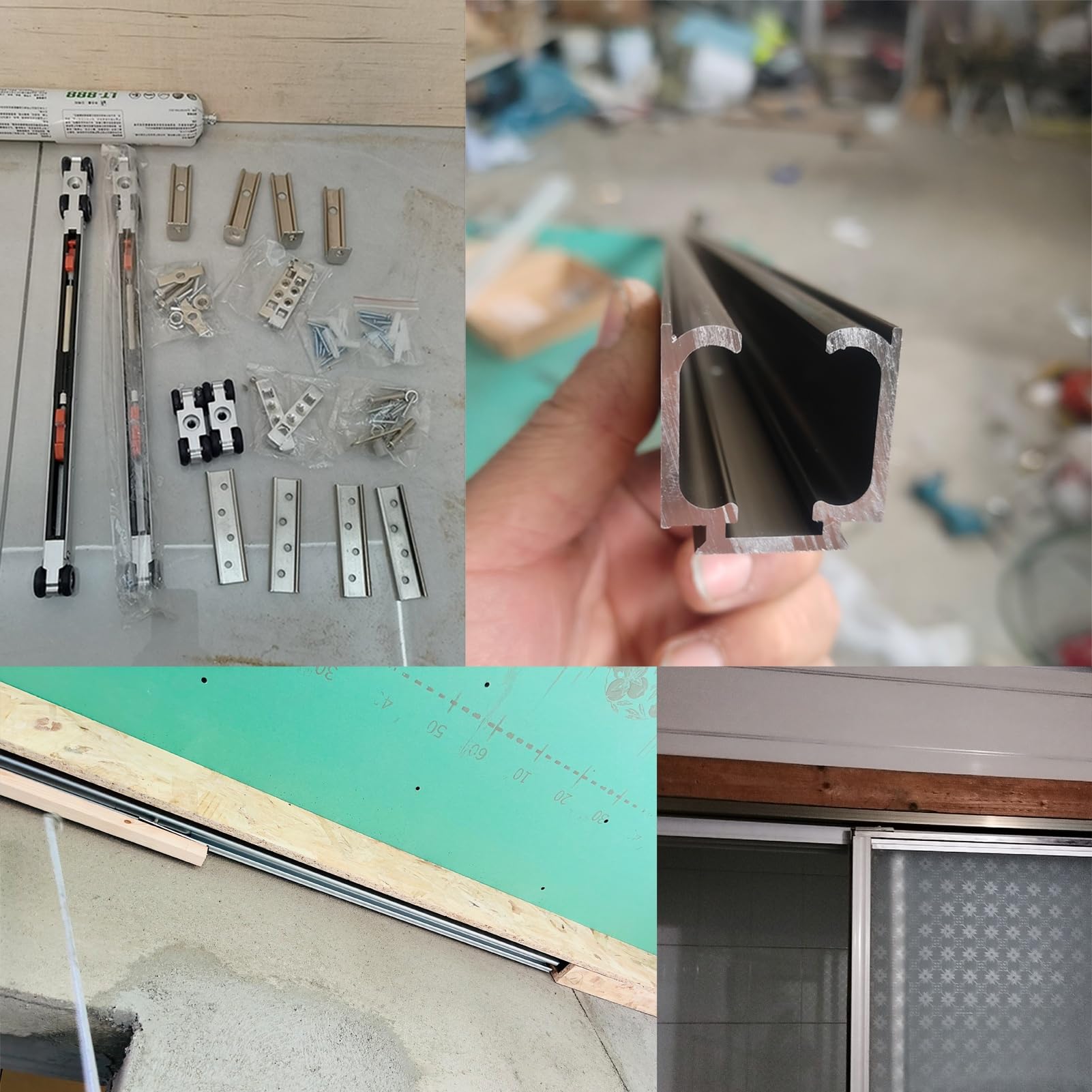 Riel de Aluminio Premium para Puerta corrediza de Granero con Cierre Suave, Kit de herrajes para Puerta corrediza Individual, Sistema de Marco para Puerta empotrada para Puertas de Armario (