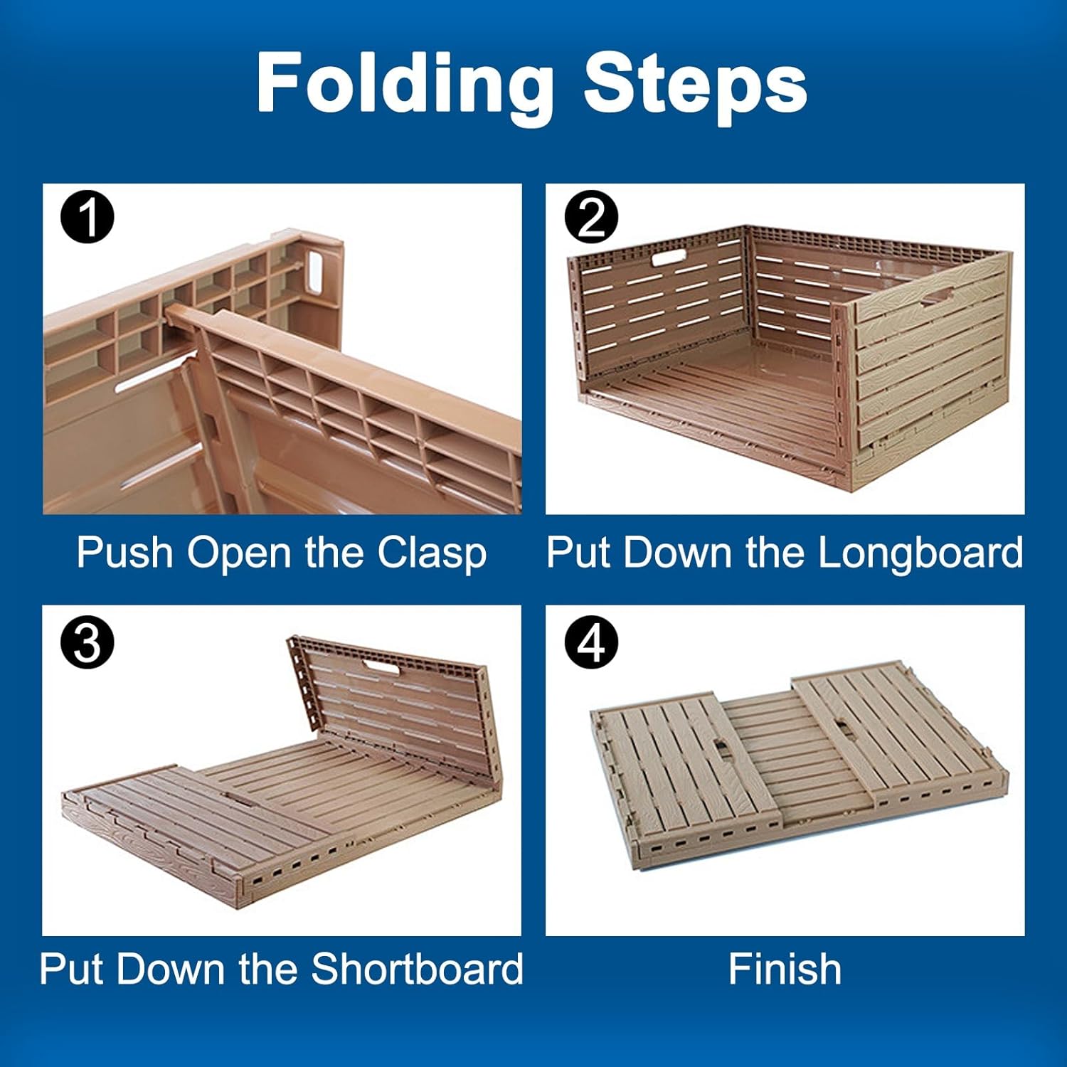 Under Bed Storage Boxes, Foldable Under Bed Storage Containers, PP Plastic, Washable, for Clothes, Books, Dolls(47x34x17cm/19x13x7in)