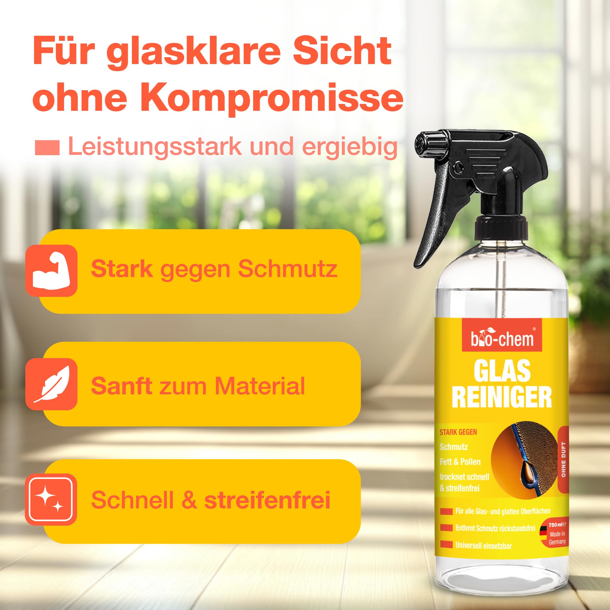 Clinex Glasreiniger Spray Nano Protect 1 Liter/ 1000 ml/Intensiv- Hochglanzreiniger für streifenfreien Glanz/Fensterreiniger/Glas und Spiegel Reiniger, streifenfreie Reinigungsformel