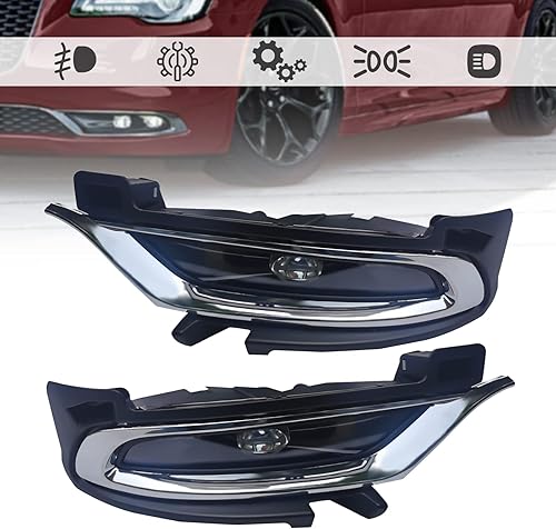 Miniatura 6 de Par de luces antiniebla LED cromadas para conductor y pasajero con interruptor para Chrysler 300 2015-2021