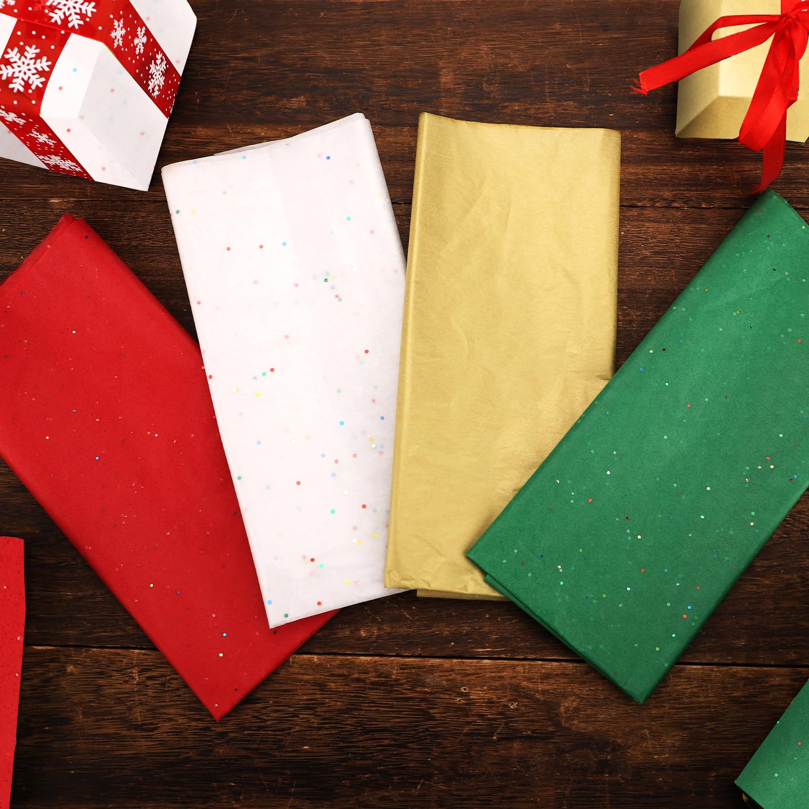 40 Sheets Christmas Tissue Paper - 20x26 Inch Glitter Wrapping Paper For Gift Bags & Crafts