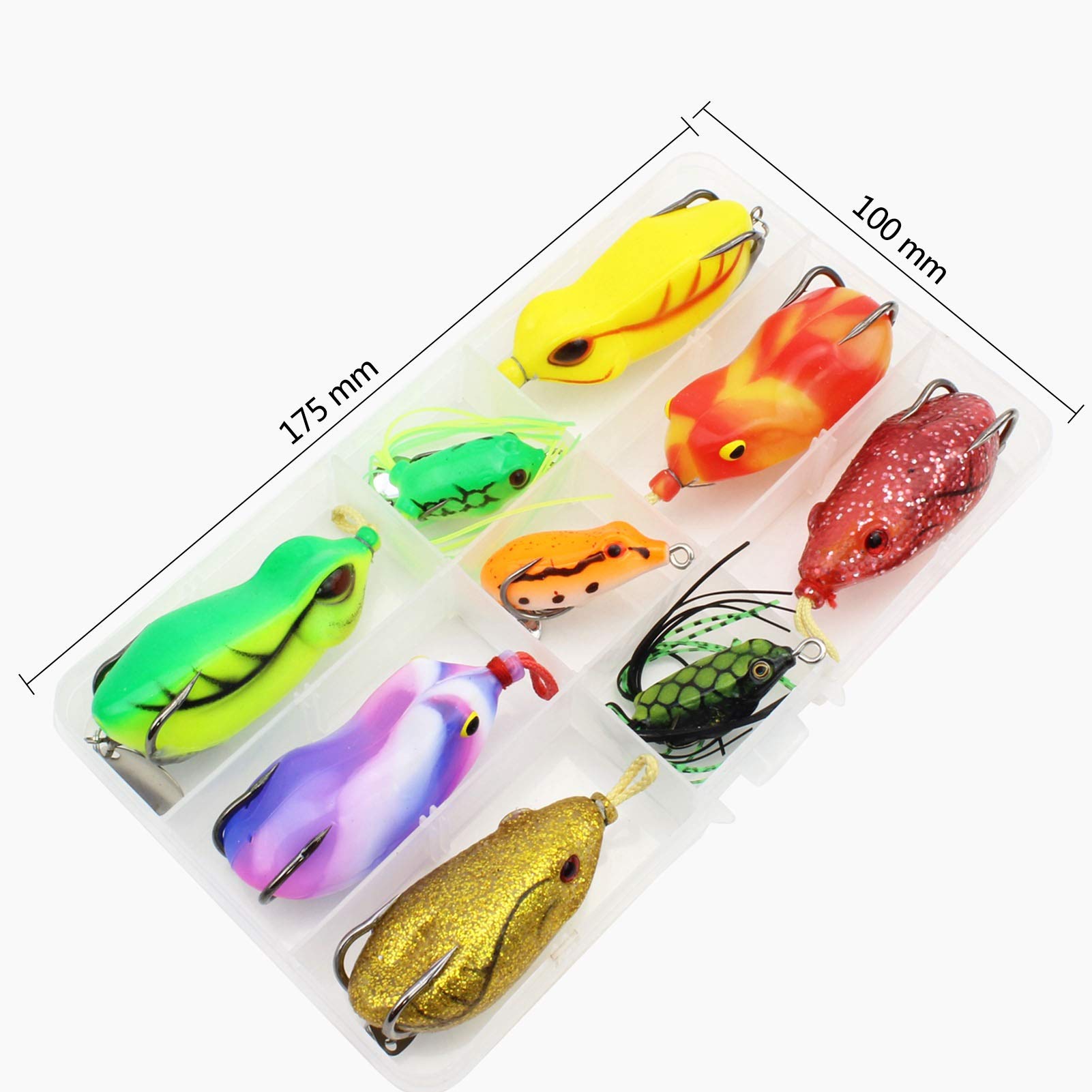 Best Rod For Frog Fishing – ZYHYD 9 Pieces/Box Frog Soft Bait Set, 9 Colors of Double Hook ...