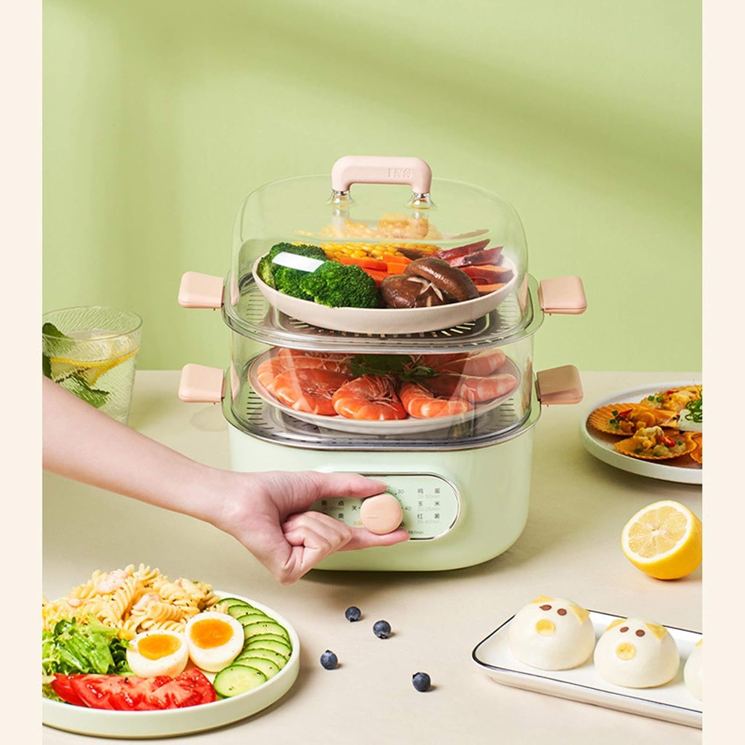 Large Capacity Electric Steamer Multi-Function Household 2-Layer Electric Steamer Food Steamer