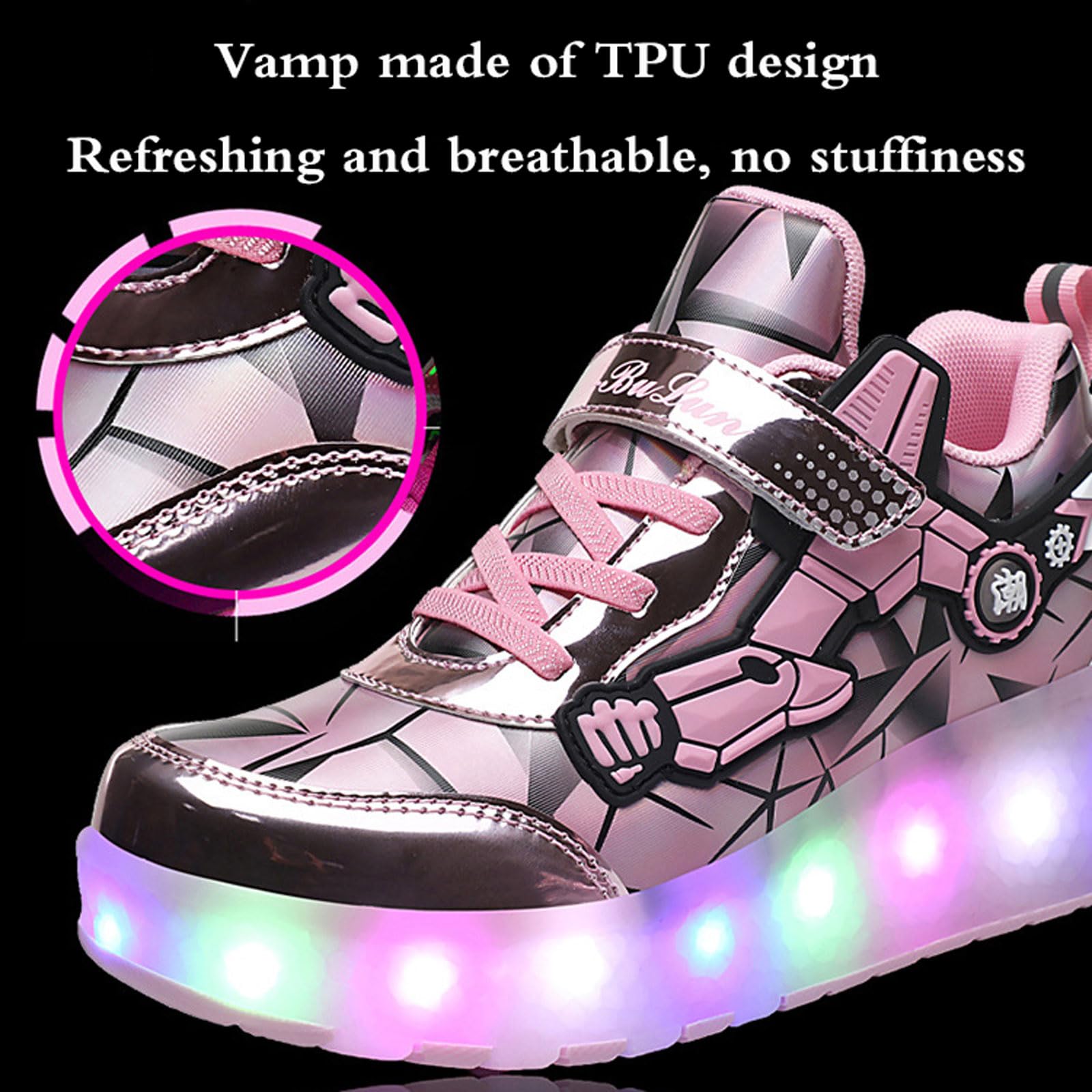Zapatillas Deportivas con Dos Ruedas y Luces,Zapatos con Ruedas y LED Luces para Niña,2 en 1 Zapatillas con Ruedas,Retráctil,2 en 1,para Regalos navideños creativos para niños