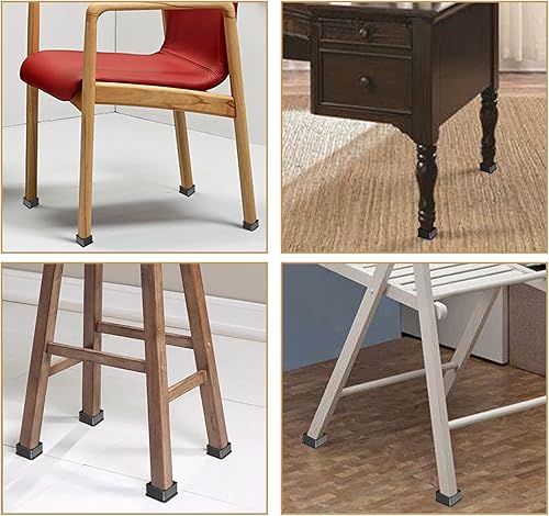 Miniatura 8 de Uenhoy 16 fundas rectangulares de goma para patas de silla, color negro, tapas rectangulares para patas de muebles, protectores de suelo para patas