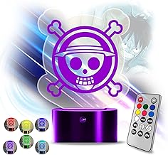2-in-1 One Piece Night Light, One Piece Luffy - 3D LED One Piece Lamp Anime One Piece Light Children's Room Home Room Decoration Colourful Night Light Gift Remote Control Table Lamp One Piece Gift