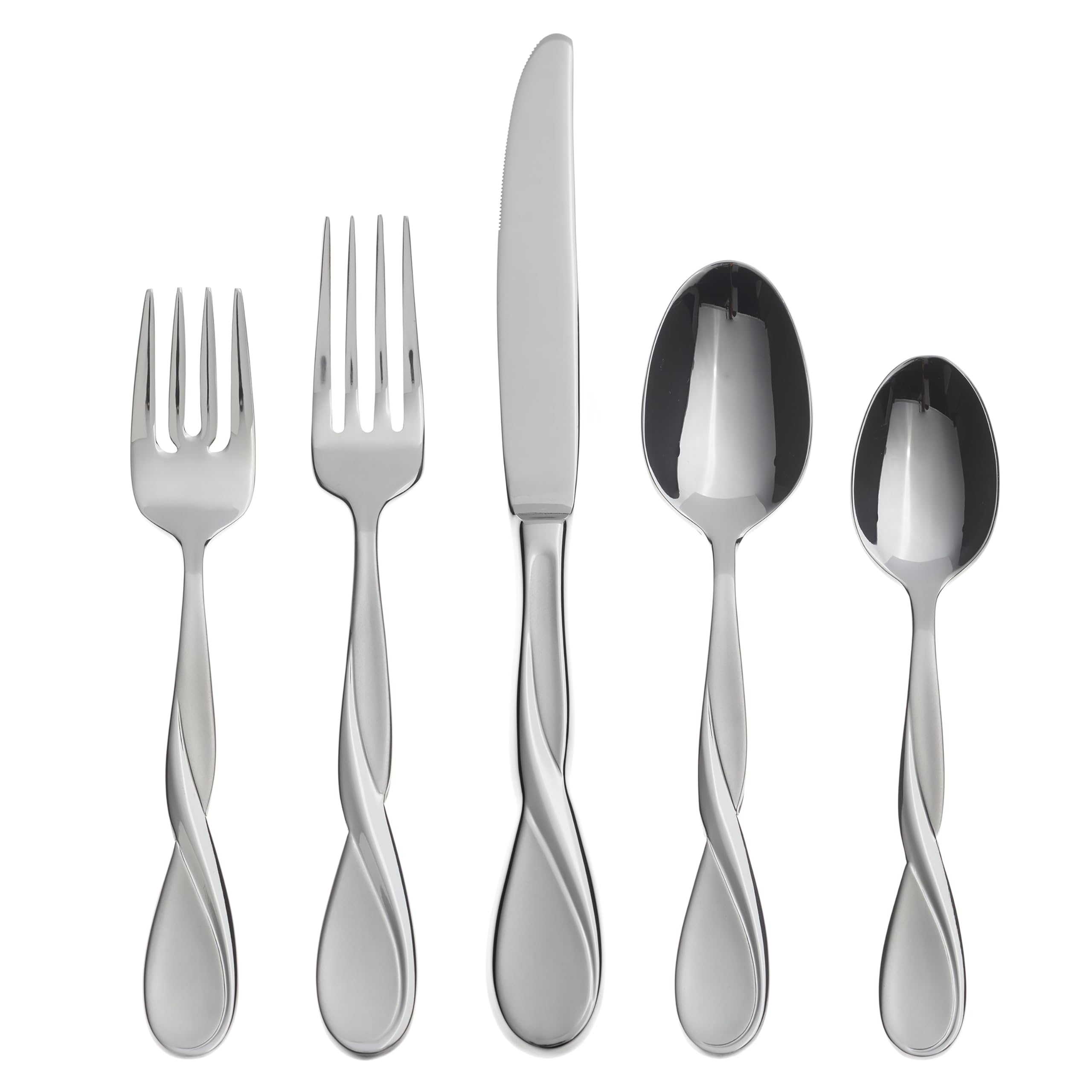 Oneida Satin Aquarius 5 Piece Fine Flatware Set, Service for 1 18/10 Stainless Steel, Silver