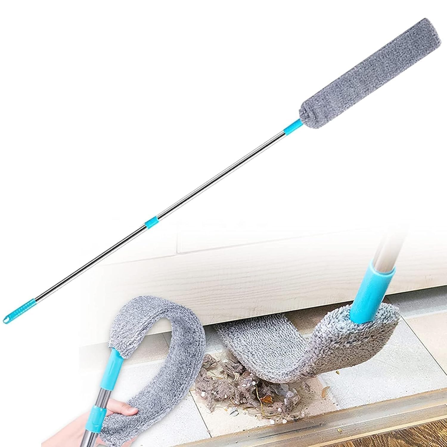 Microfiber Gap Dust Brush Cleaner for Cleaning Under Bed with Long Handle Mop Flexible Washable and Retractable Gap Duster Brush with Extension Pole for Sofa Bed Furniture Bottom Cleaning (Gap Duster)-picture-10