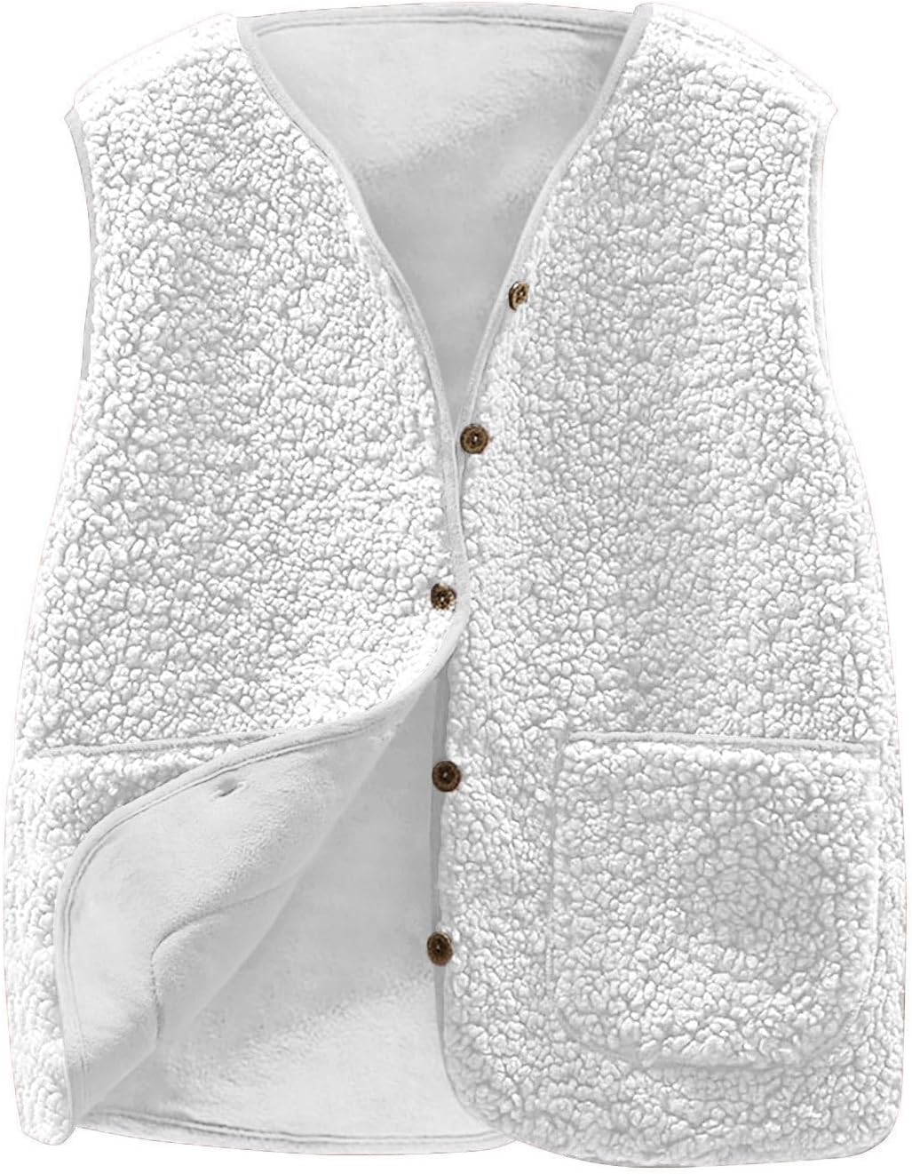 Cozy Women’s Winter Fuzzy Fleece Vest – Sleeveless Cropped Jacket with Button Closure and Shaggy Teddy Fabric Cozy Women’s Winter Fuzzy Fleece Vest – Sleeveless Cropped Jacket with Button Closure and Shaggy Teddy Fabric